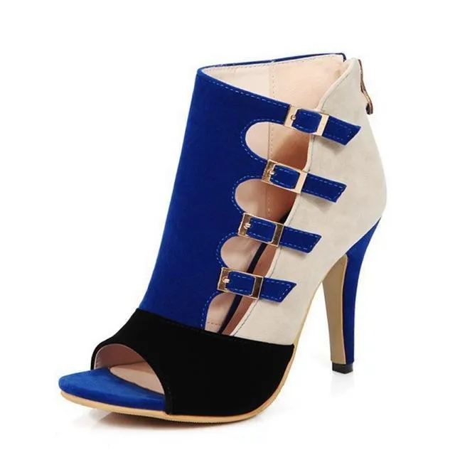 Buckle Patchwork High Heels