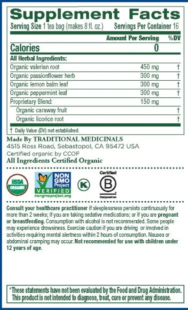 [Bundle Of 4] Traditional Medicinals Organic Nighty Night with Valerian, 16 bags Exp: