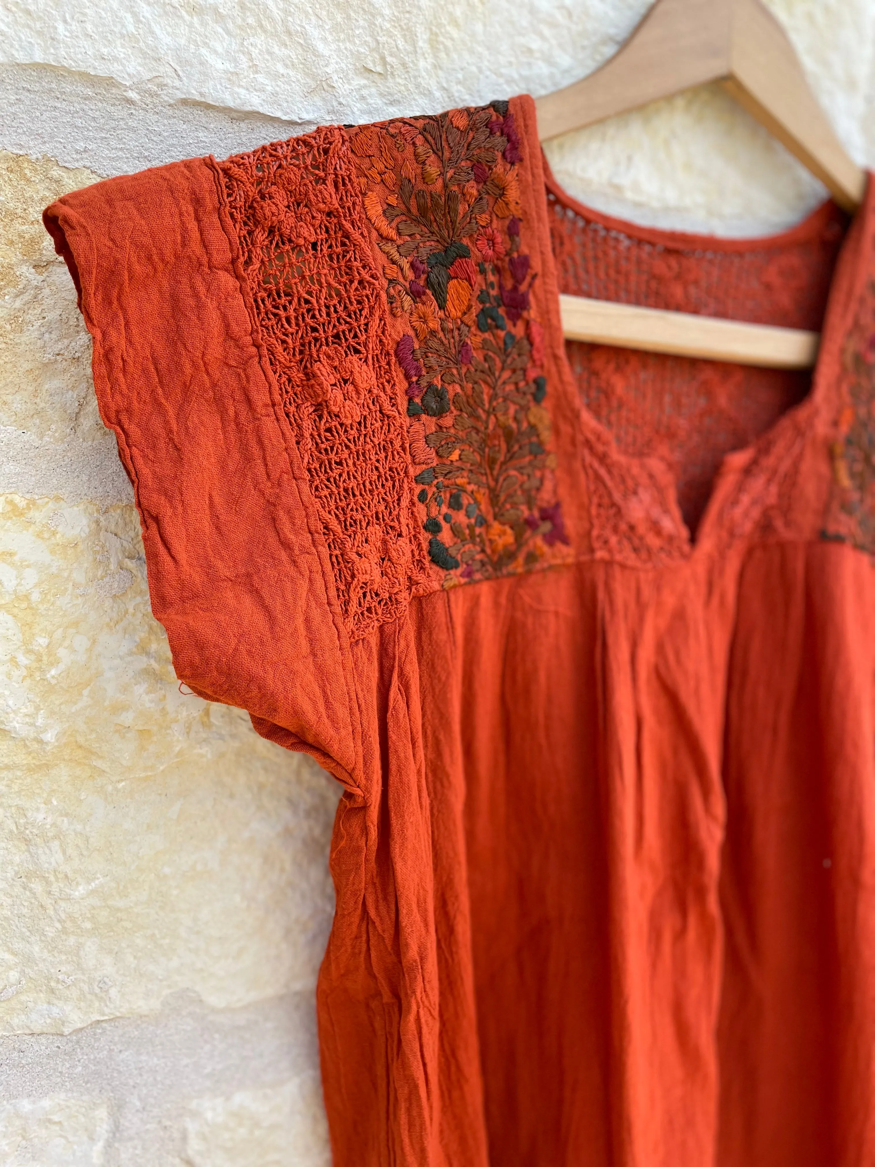 Burnt Orange Short Sleeve Franco Blouse