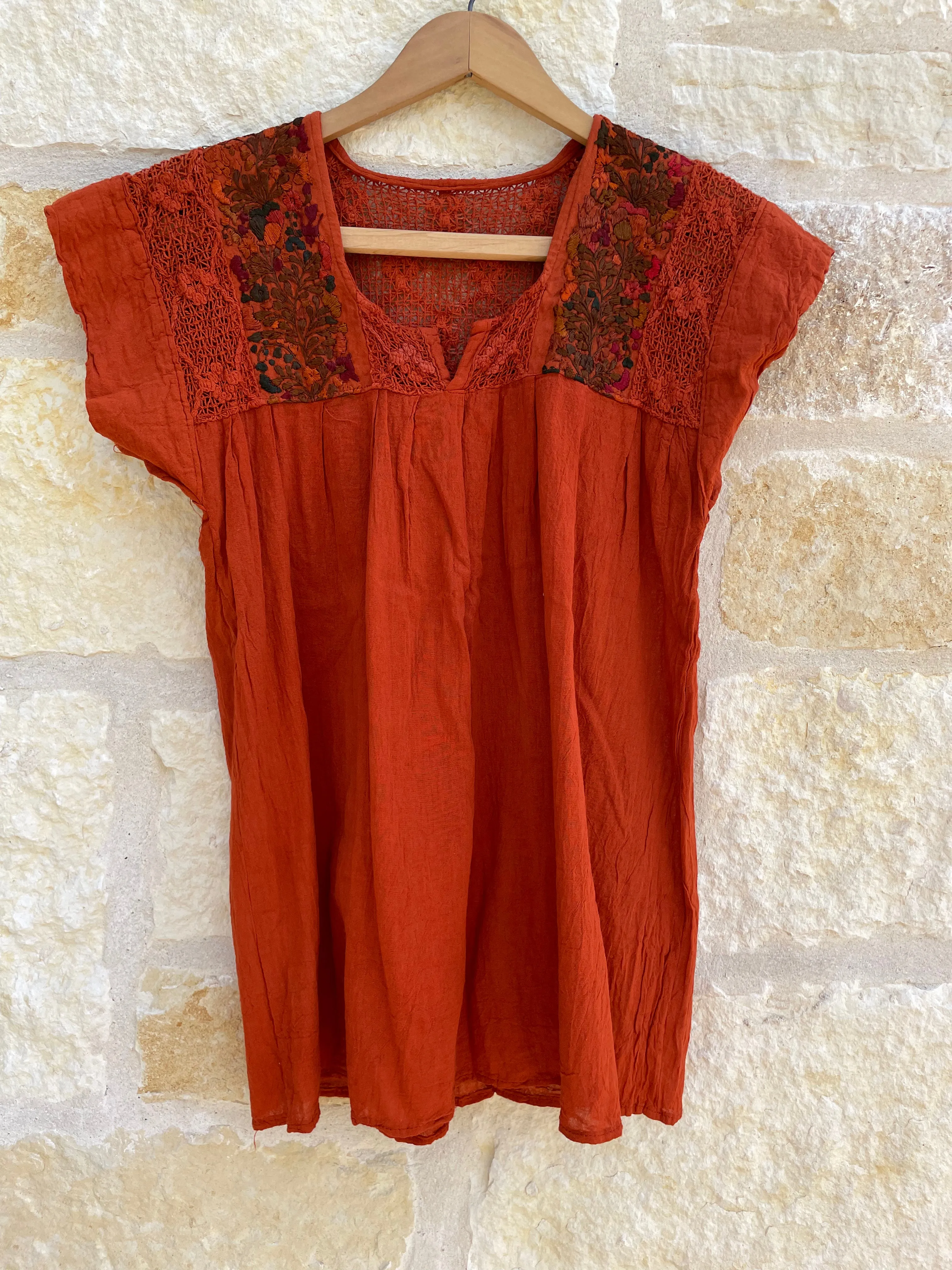 Burnt Orange Short Sleeve Franco Blouse
