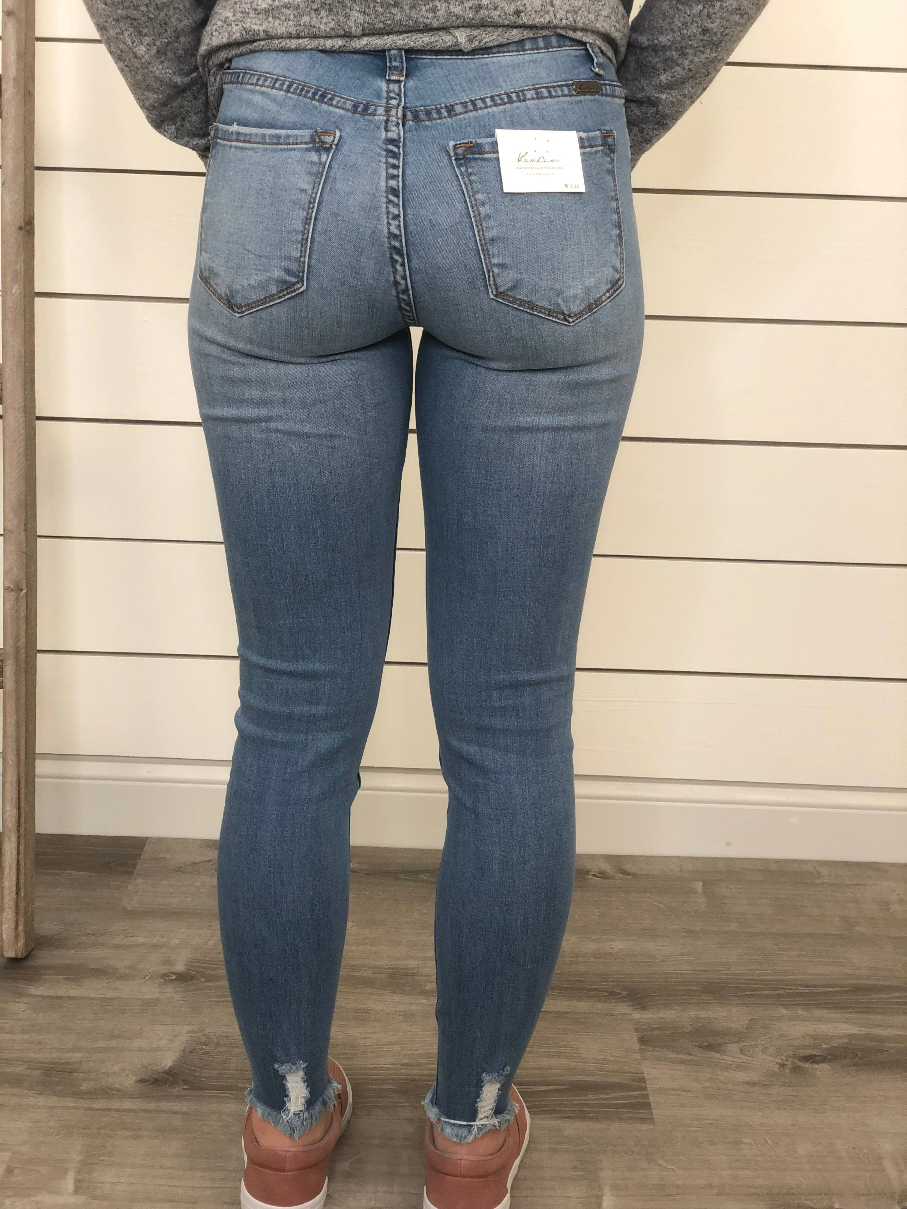 Call Me Distressed Light Wash Frayed Crop Denim