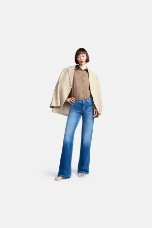 Cambio Tess Wide Leg Ny blå jeans med vide rette ben