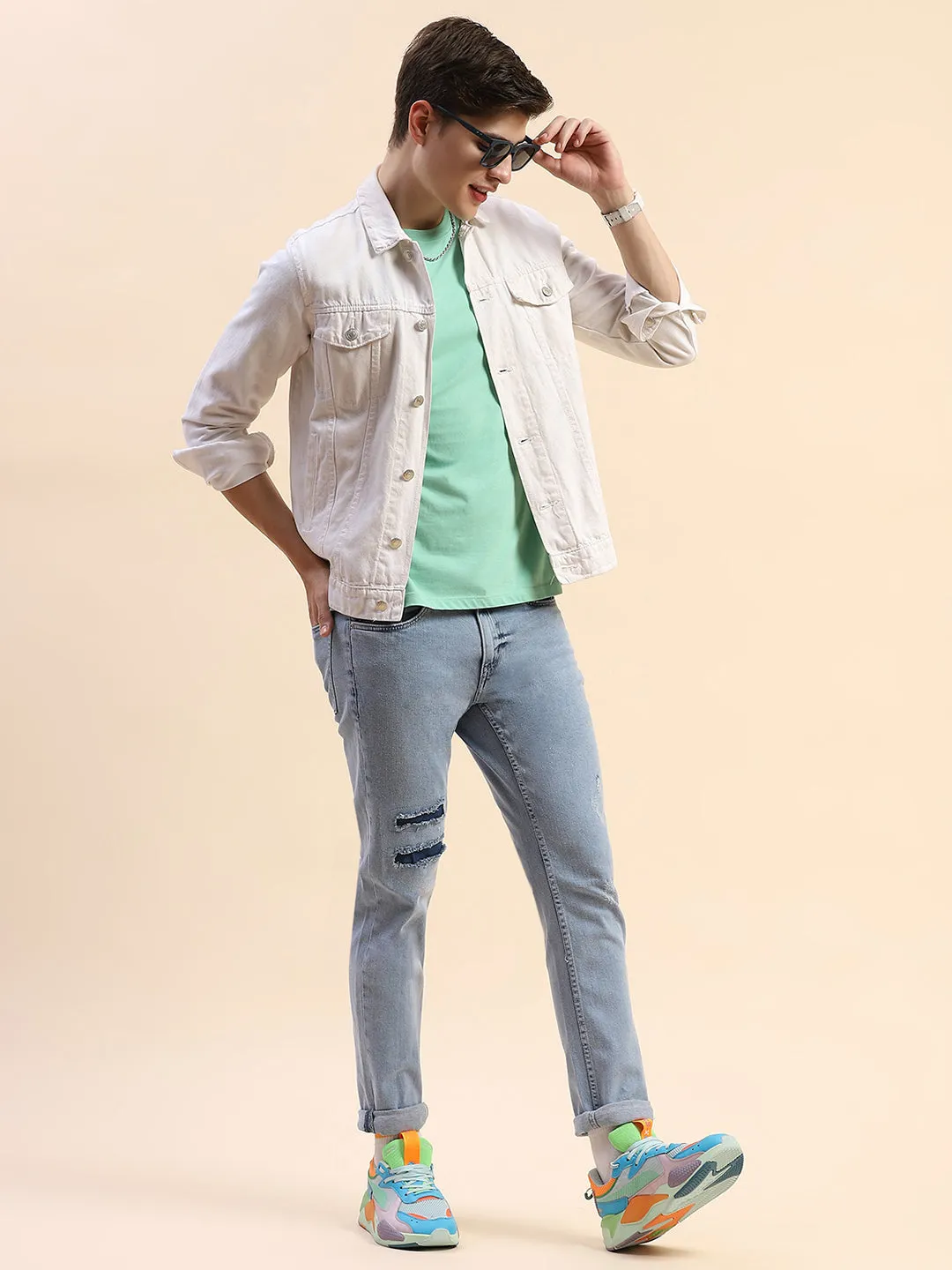 Camla Barcelona Distressed Ice Blue Straight Fit Jeans