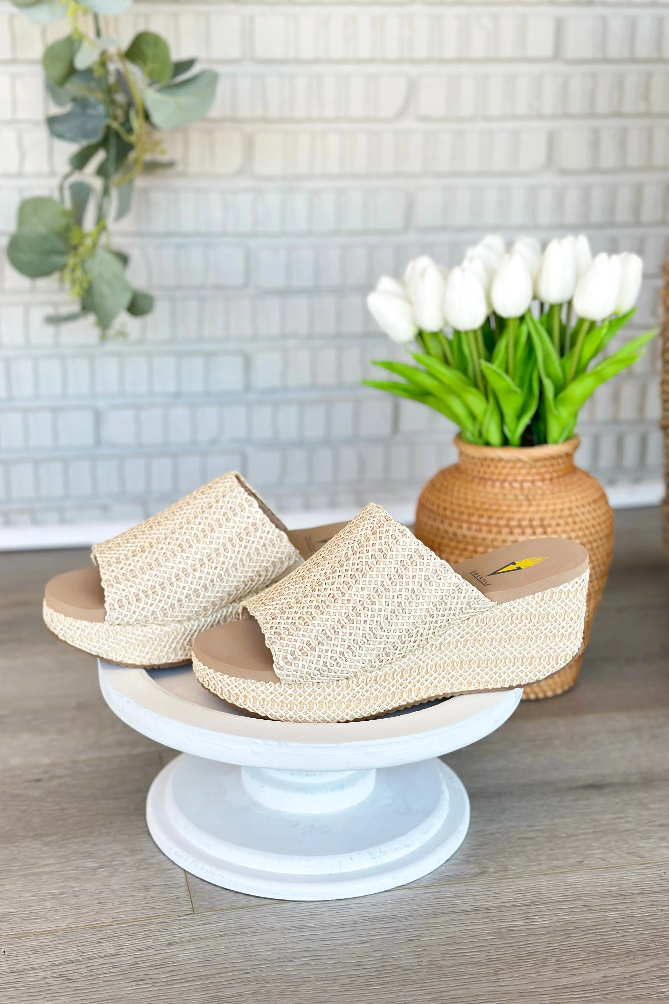 Canteen Natural Textured Slip On Wedge