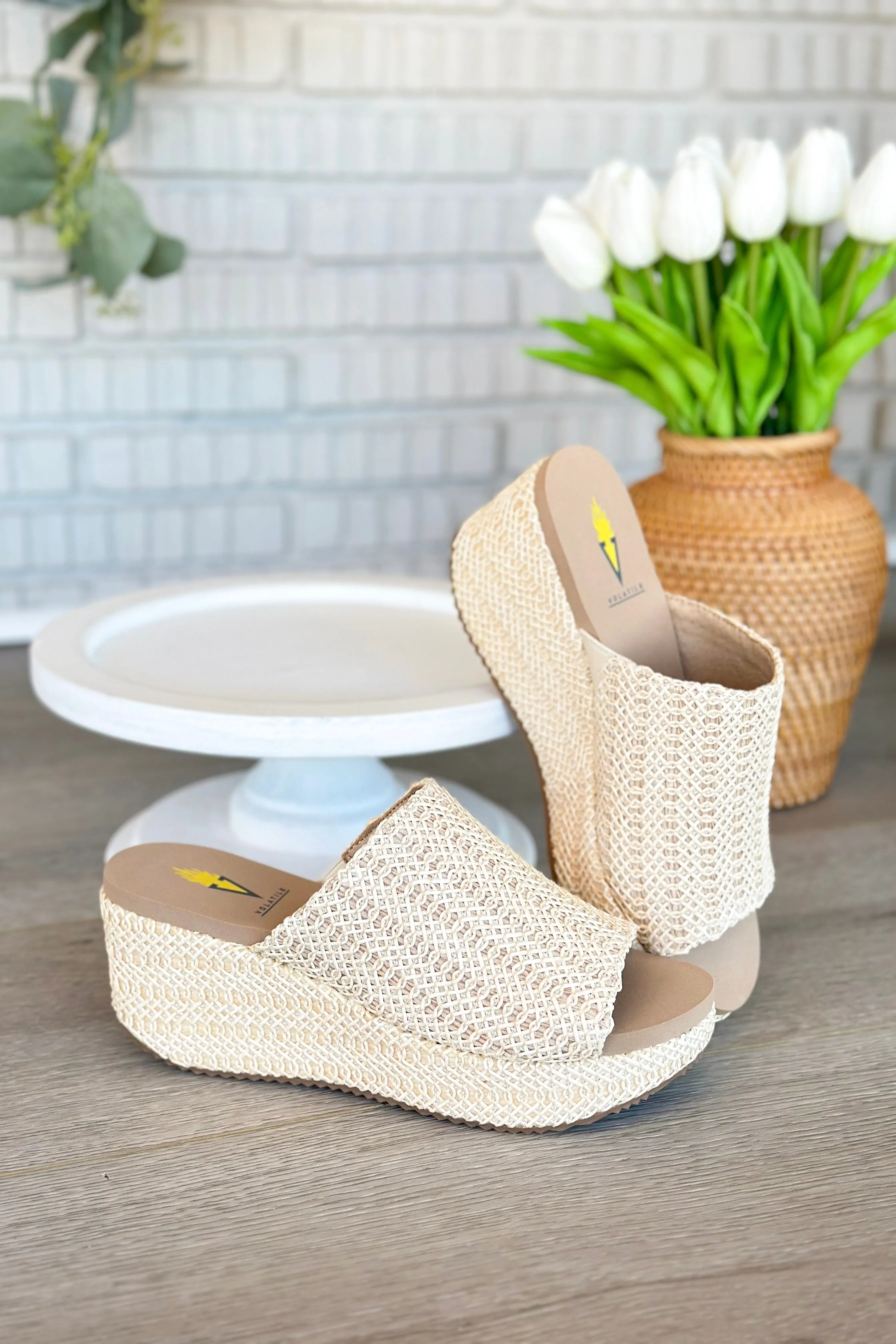 Canteen Natural Textured Slip On Wedge