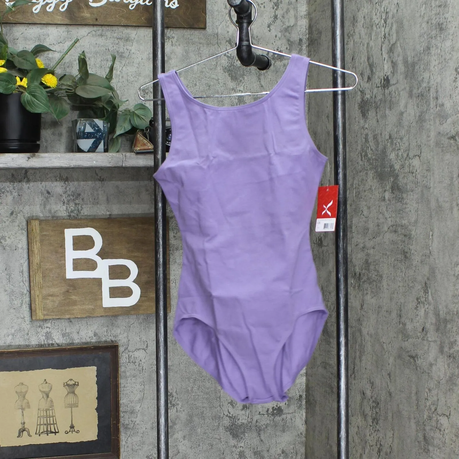Capezio Womens Cotton Classic High-Neck Tank Leotard Dark Lavender Purple L