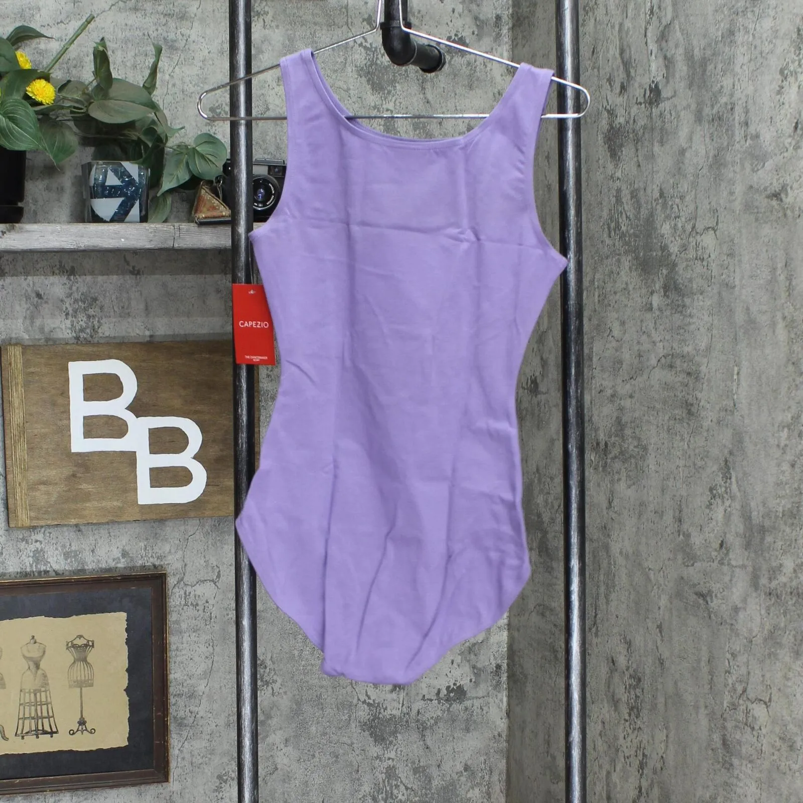 Capezio Womens Cotton Classic High-Neck Tank Leotard Dark Lavender Purple L