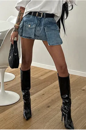 Cargo Pocket denim skirt