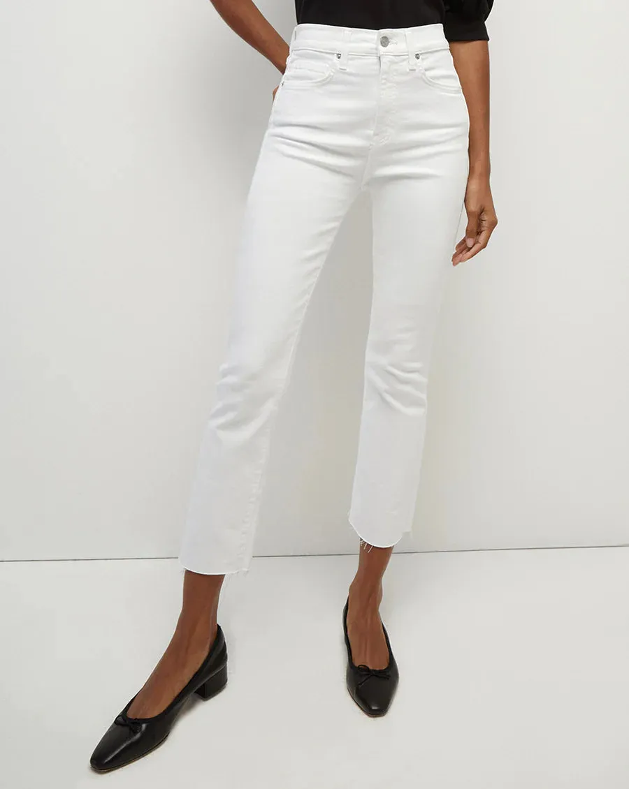 CARLY KICK FLARE RAW HEM IN WHITE