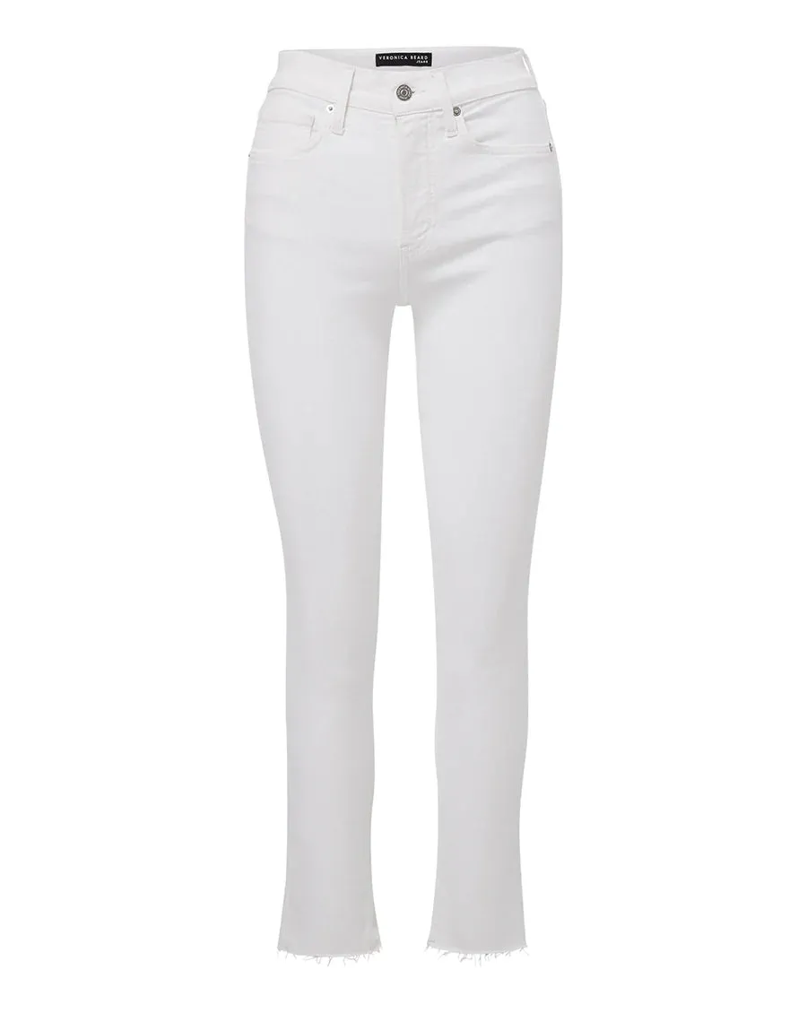 CARLY KICK FLARE RAW HEM IN WHITE