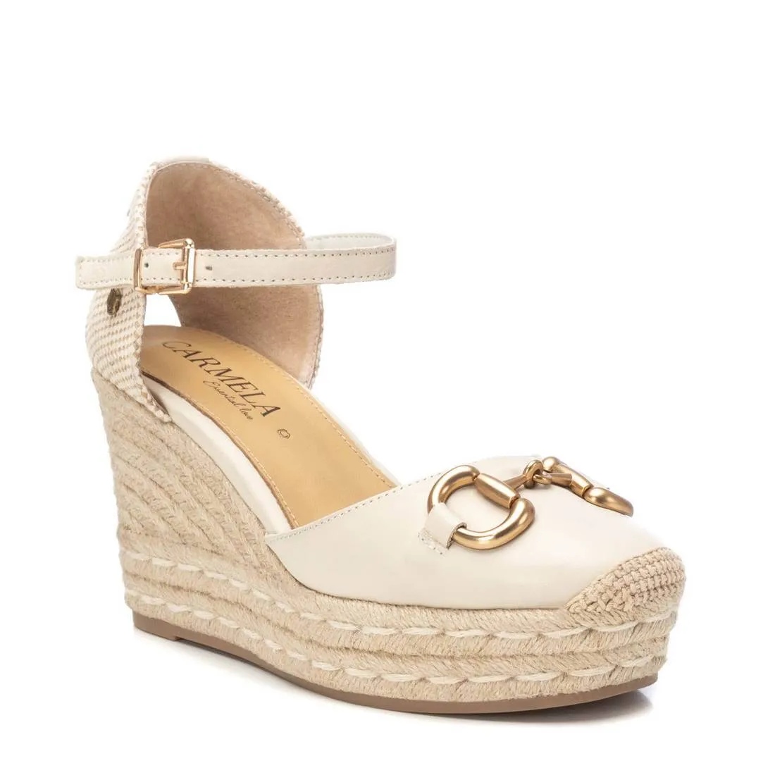 Carmela Cream Leather Espadrille Wedges