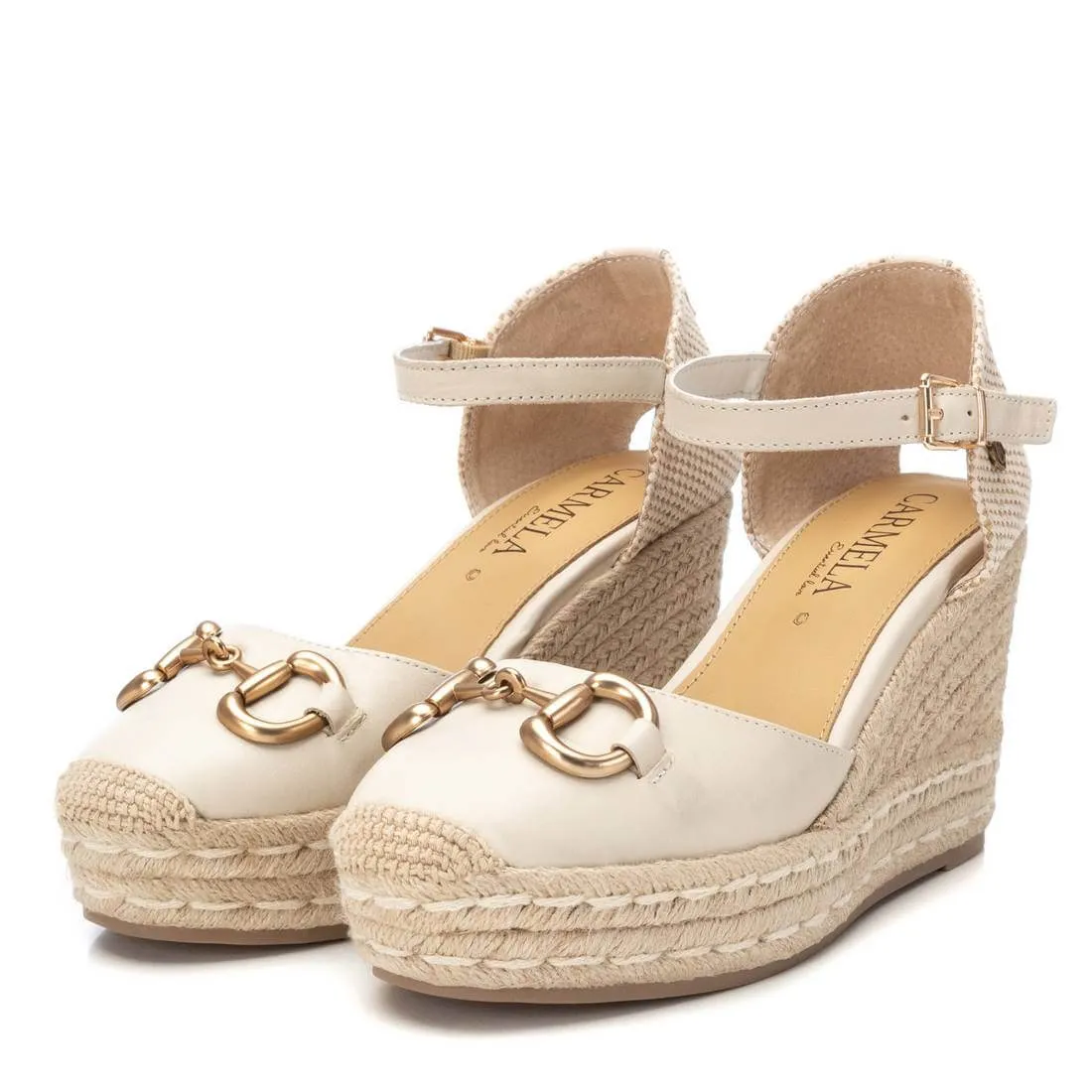 Carmela Cream Leather Espadrille Wedges