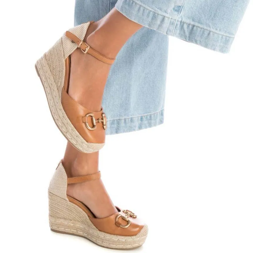Carmela Tan Leather Espadrille Wedges