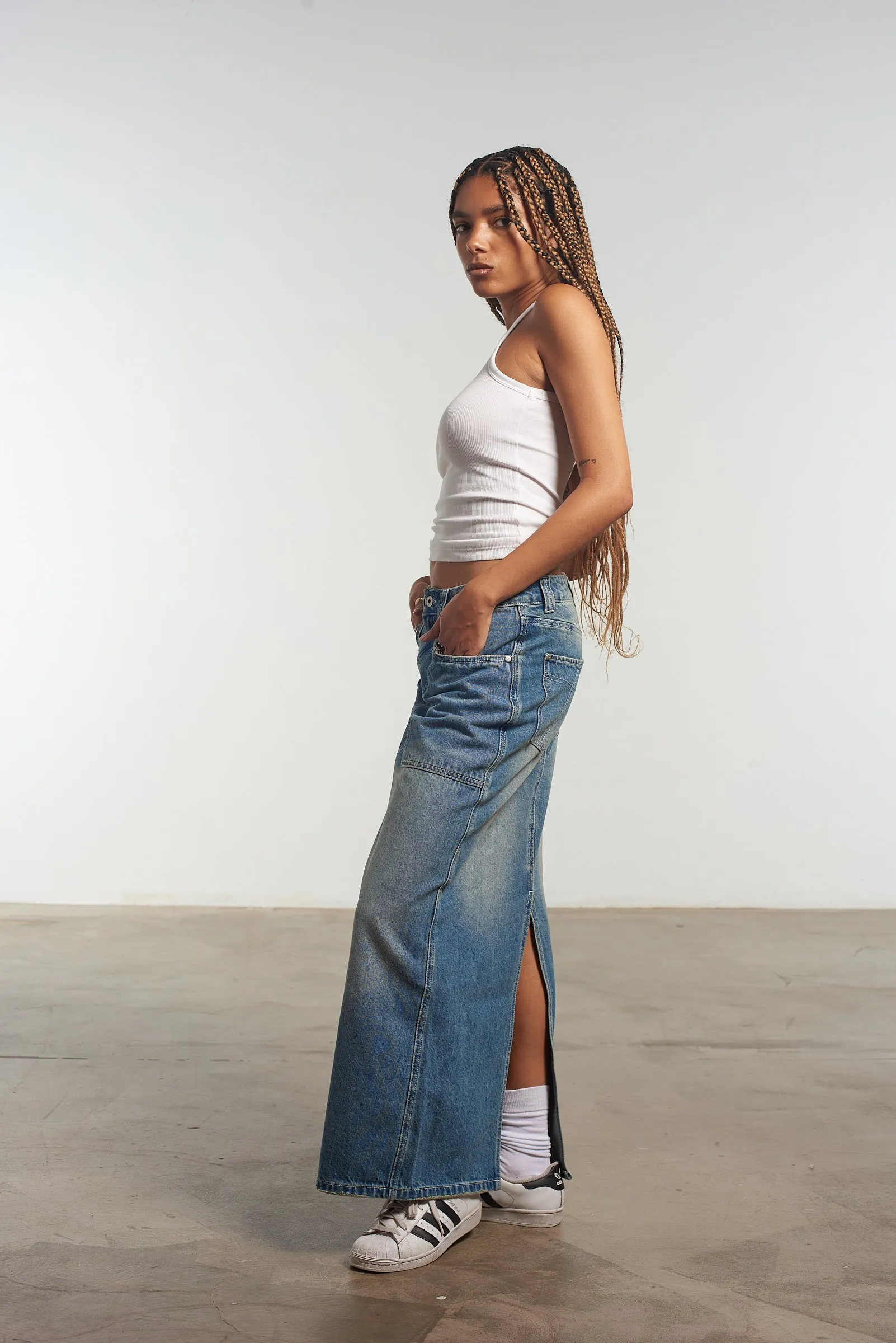 Carpenter Maxi Skirt Blue