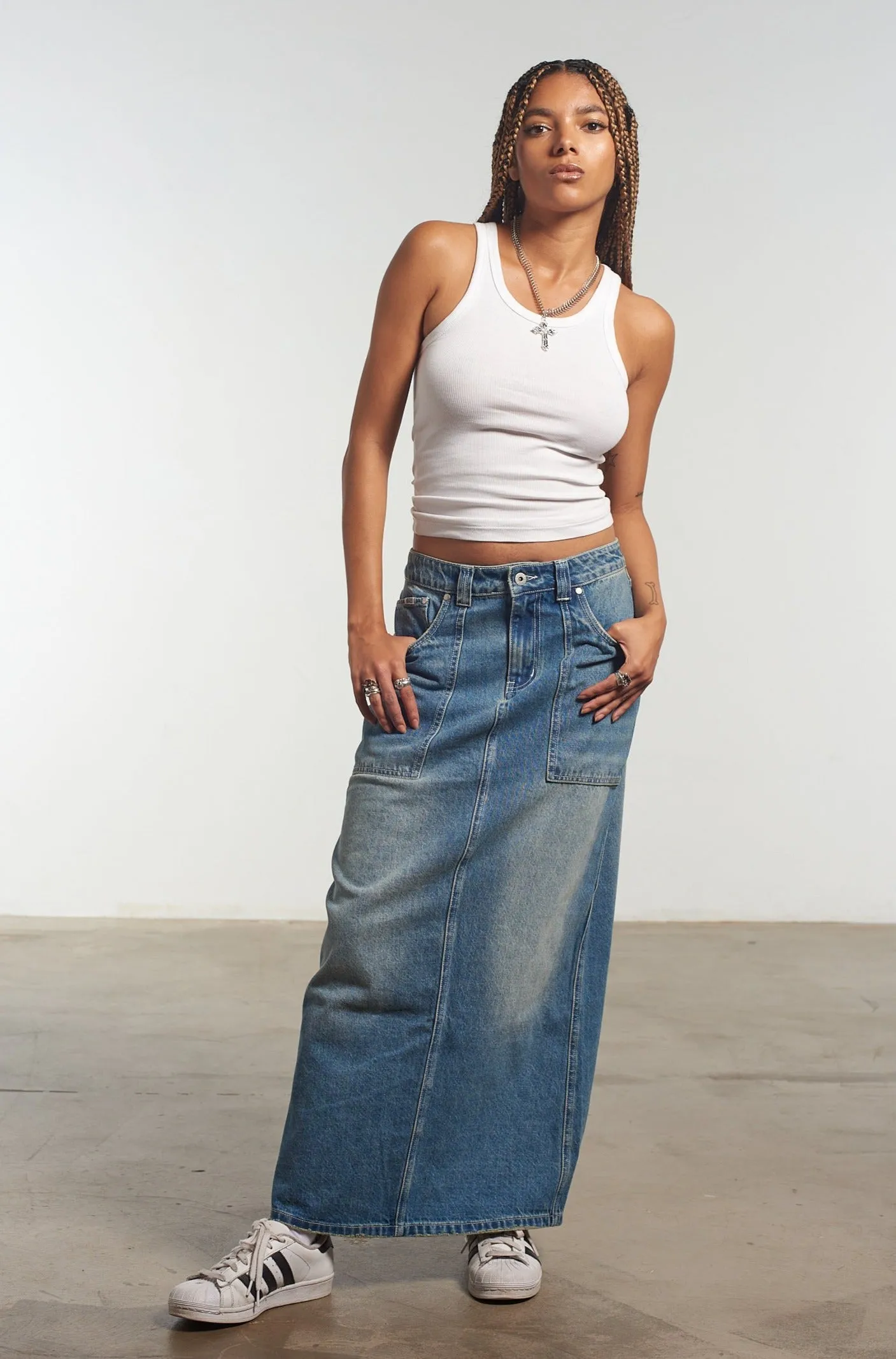 Carpenter Maxi Skirt Blue
