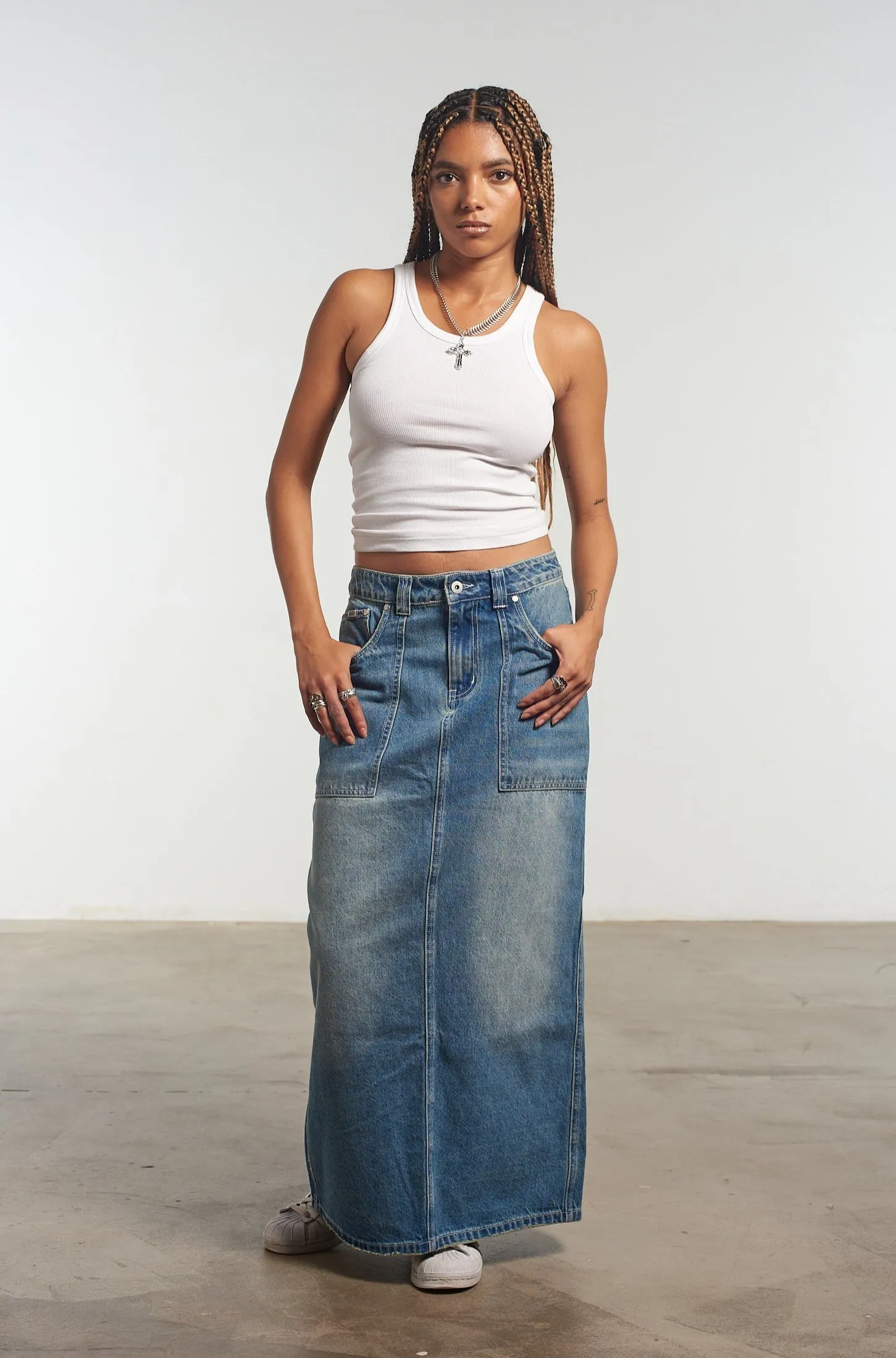 Carpenter Maxi Skirt Blue