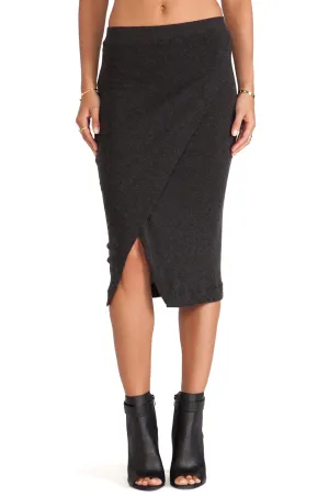 Cashmere Wrap Skirt in Charcoal