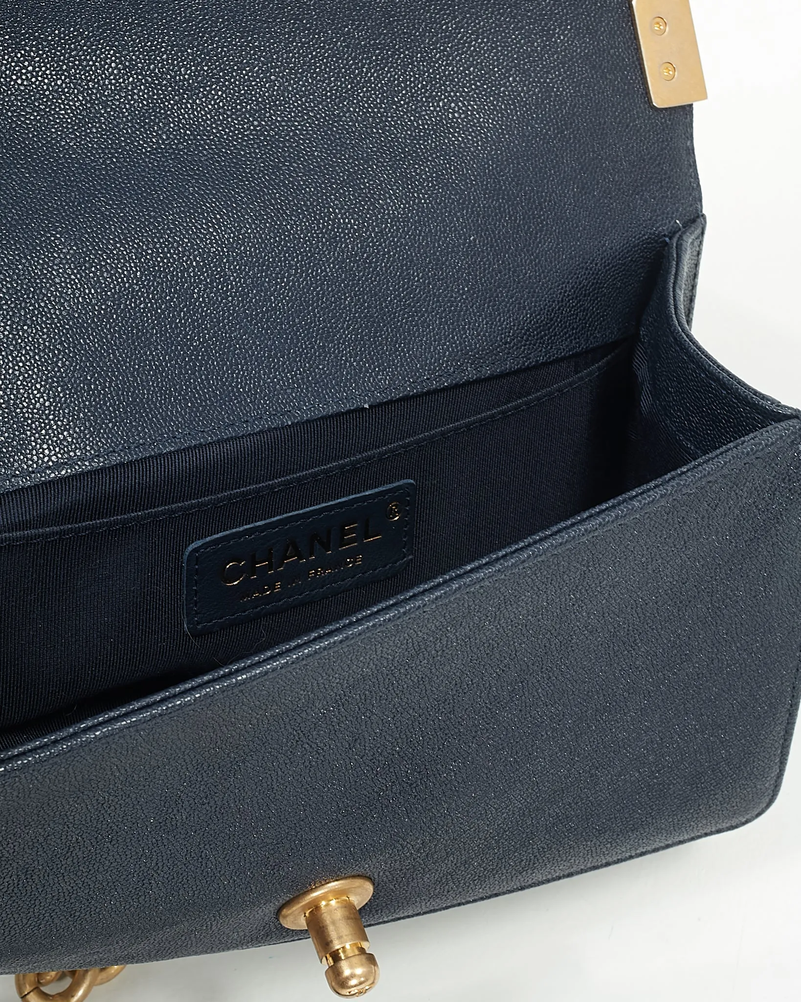 Chanel Navy Caviar Small GHW Boy Bag