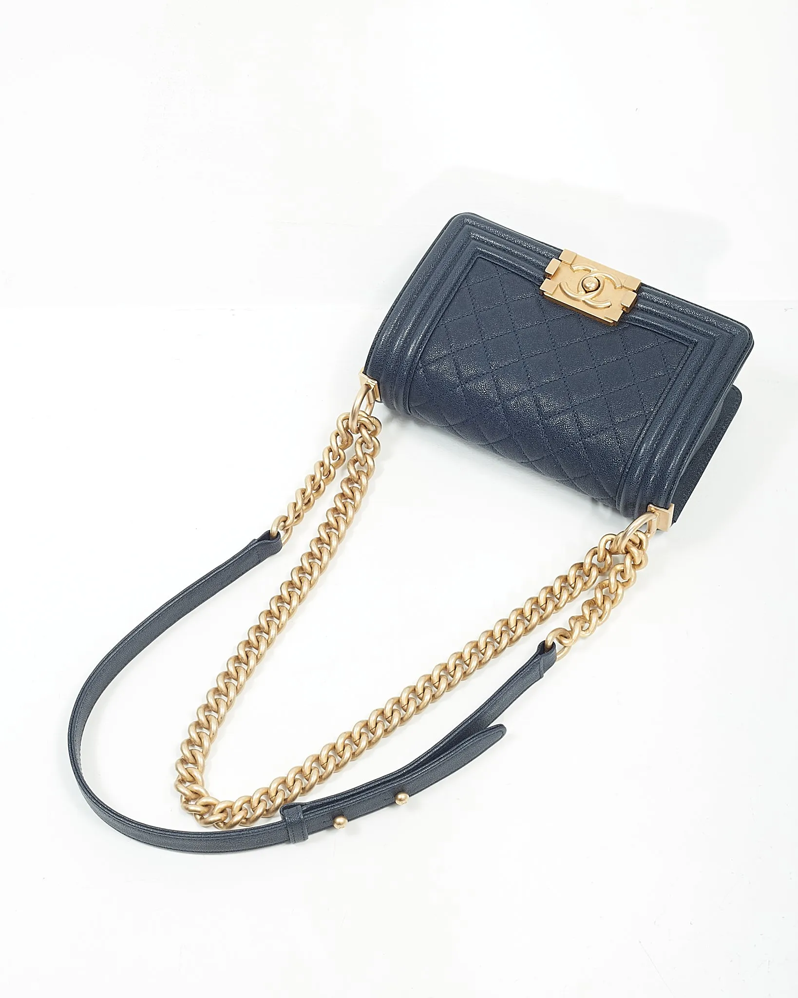 Chanel Navy Caviar Small GHW Boy Bag