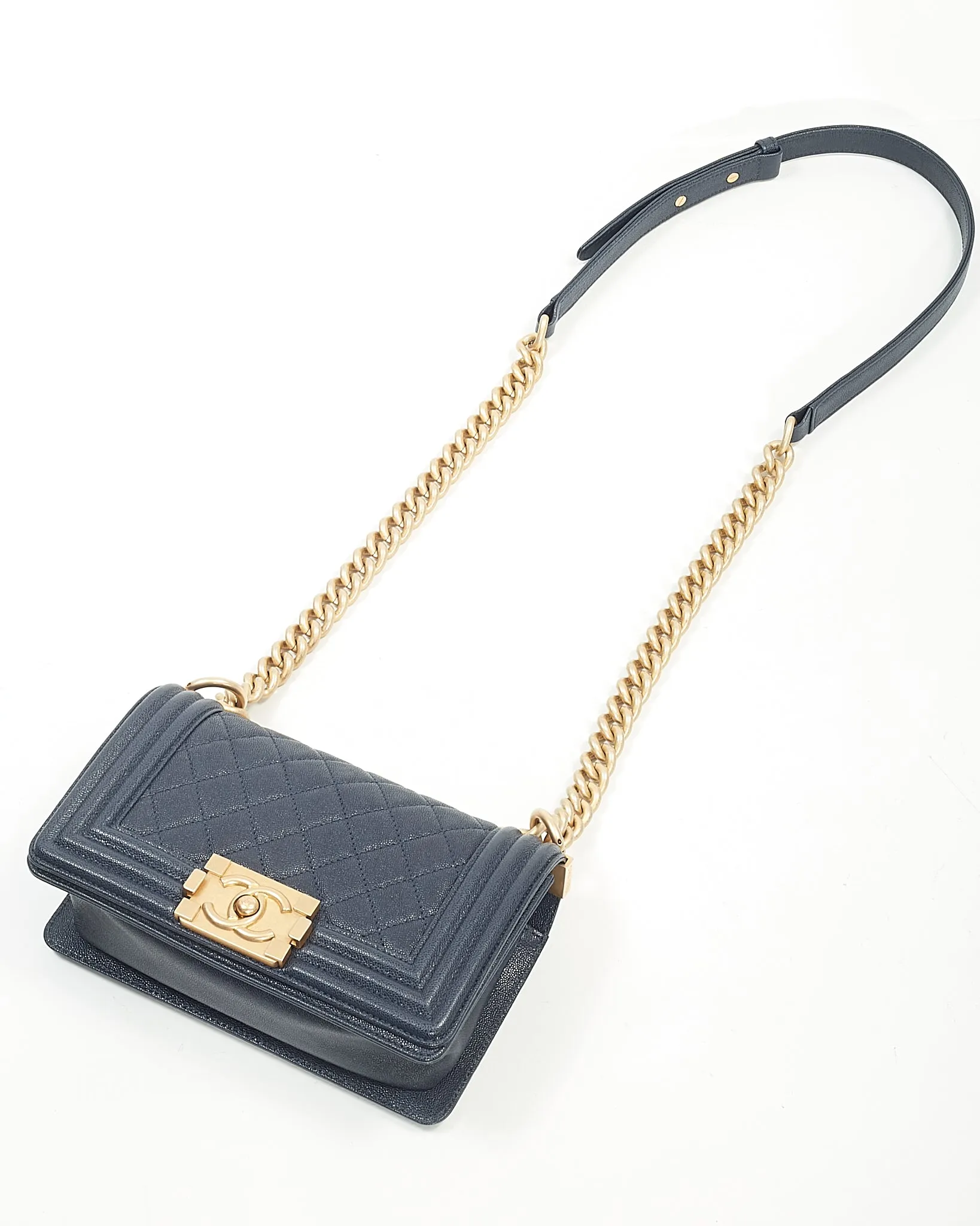 Chanel Navy Caviar Small GHW Boy Bag