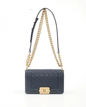 Chanel Navy Caviar Small GHW Boy Bag