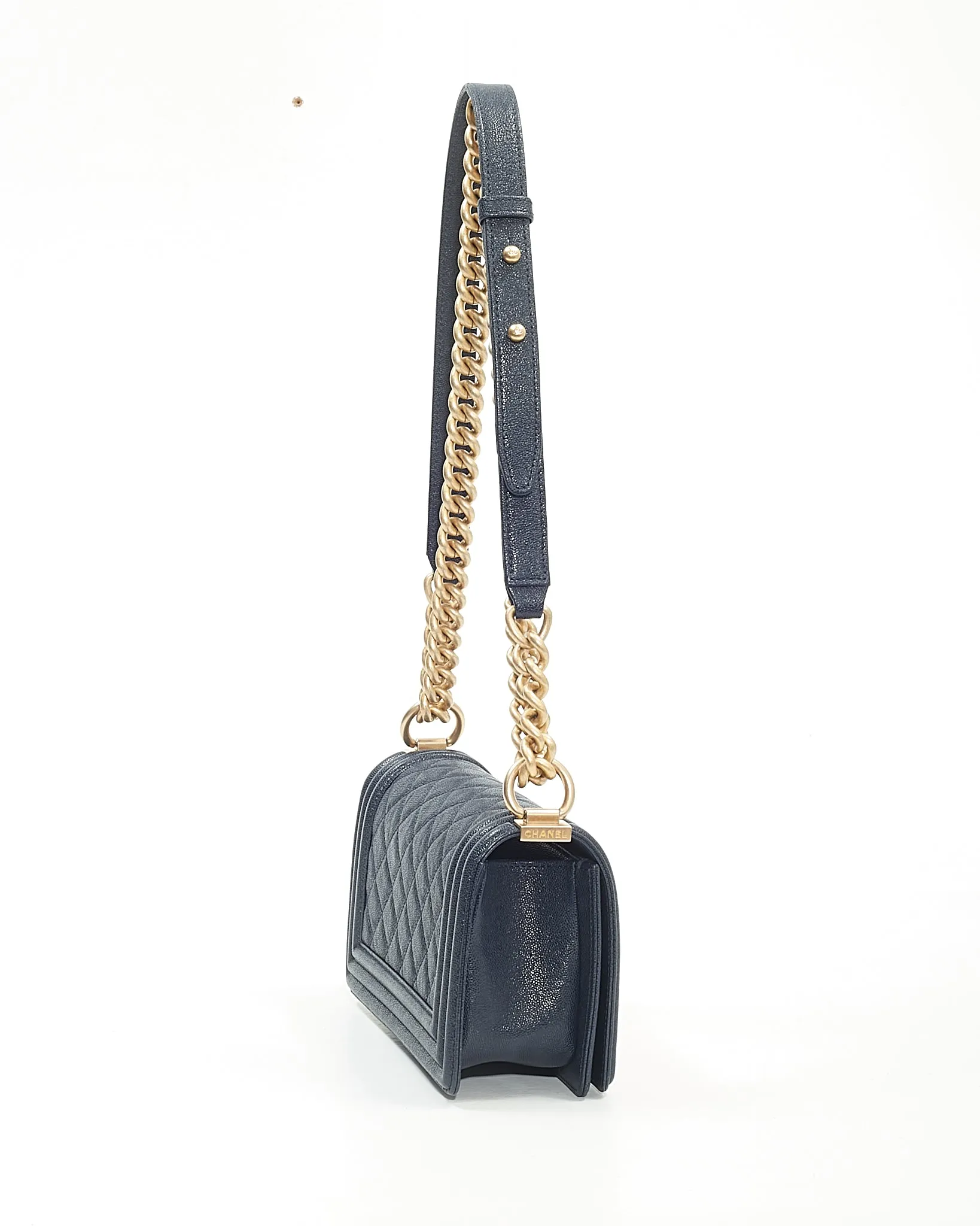Chanel Navy Caviar Small GHW Boy Bag