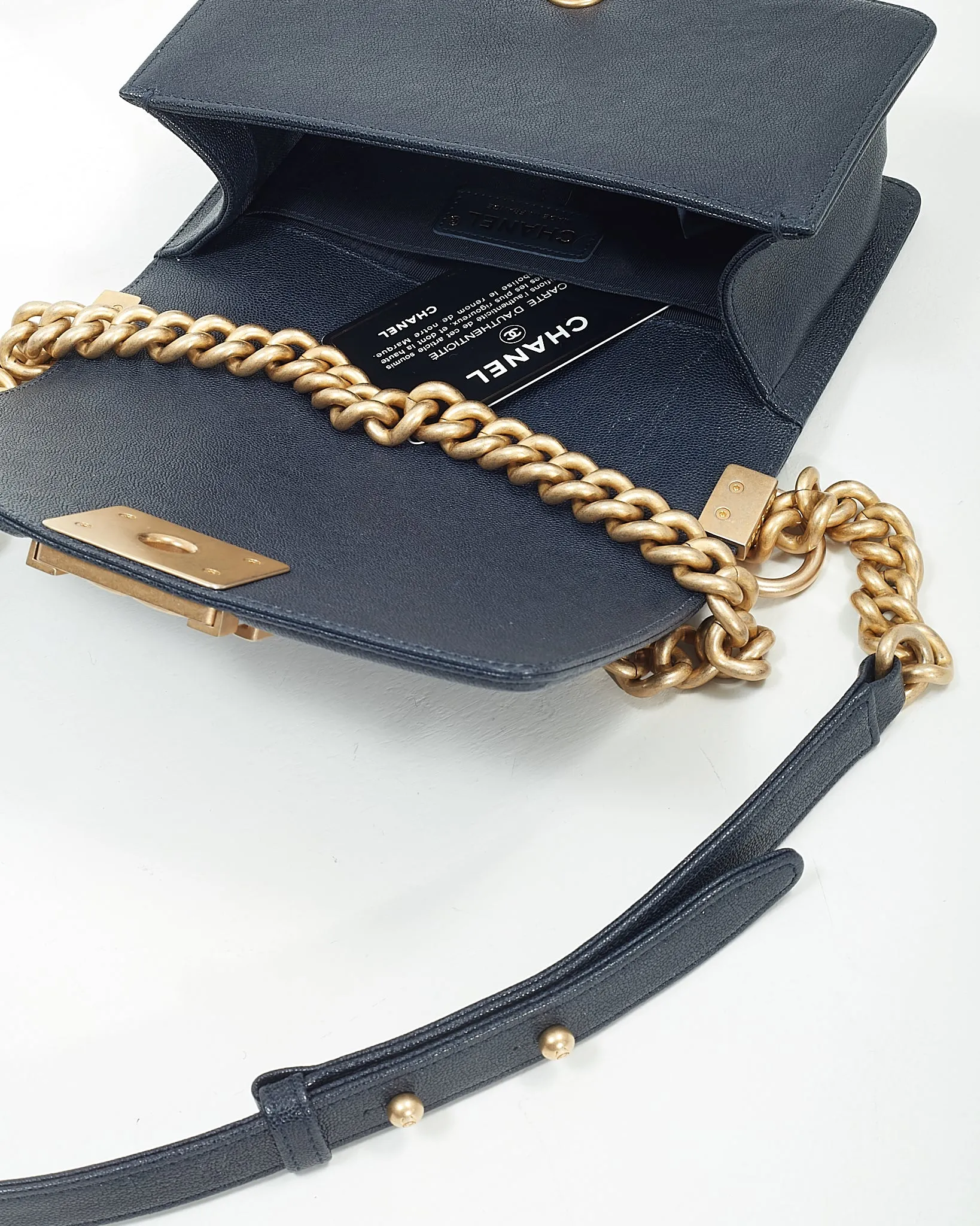 Chanel Navy Caviar Small GHW Boy Bag