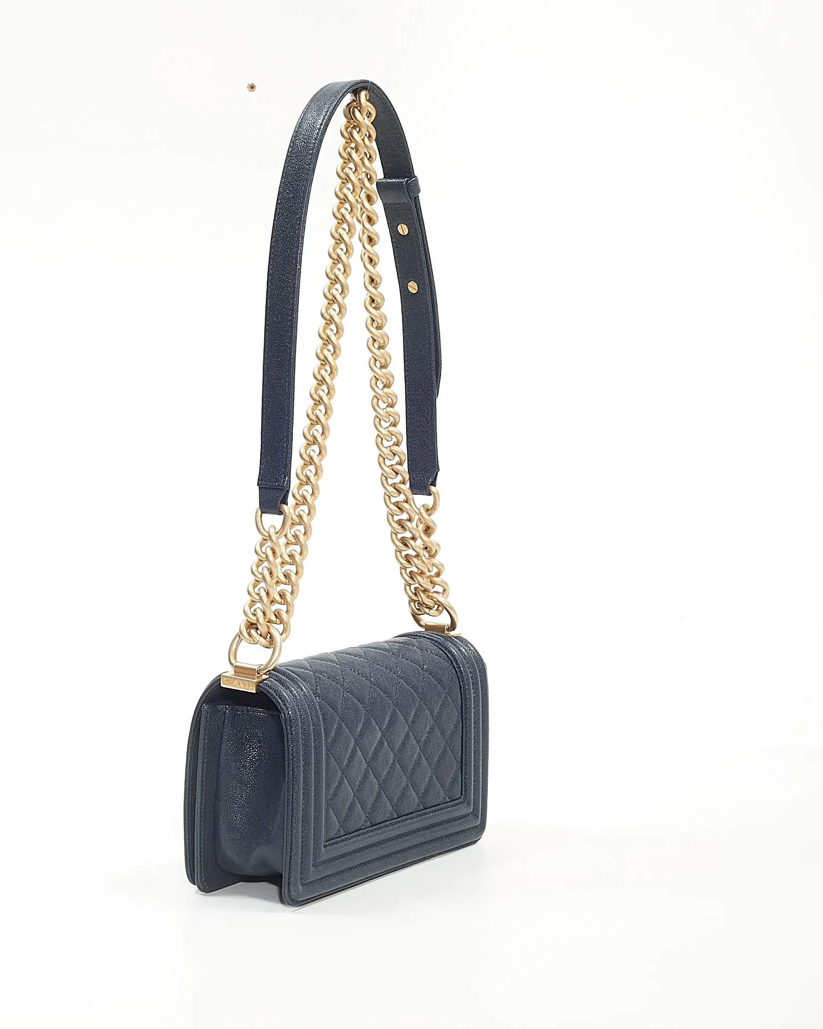 Chanel Navy Caviar Small GHW Boy Bag