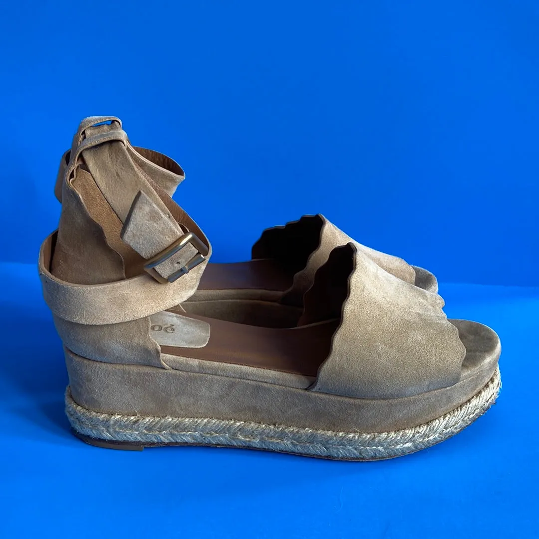 Chloe Tan Suede Platform Espadrille