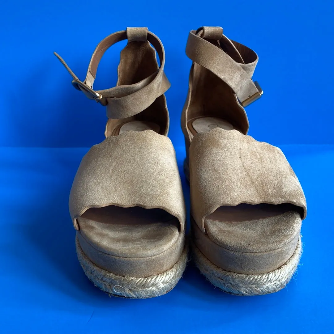 Chloe Tan Suede Platform Espadrille