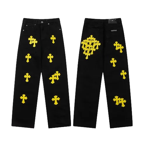 Chrome Hearts Distressed Yellow cross Jeans