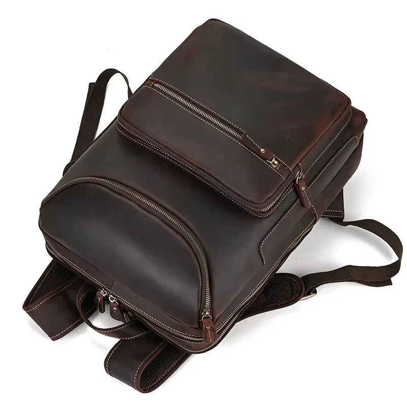 Classic Vintage Leather Cowhide Backpack