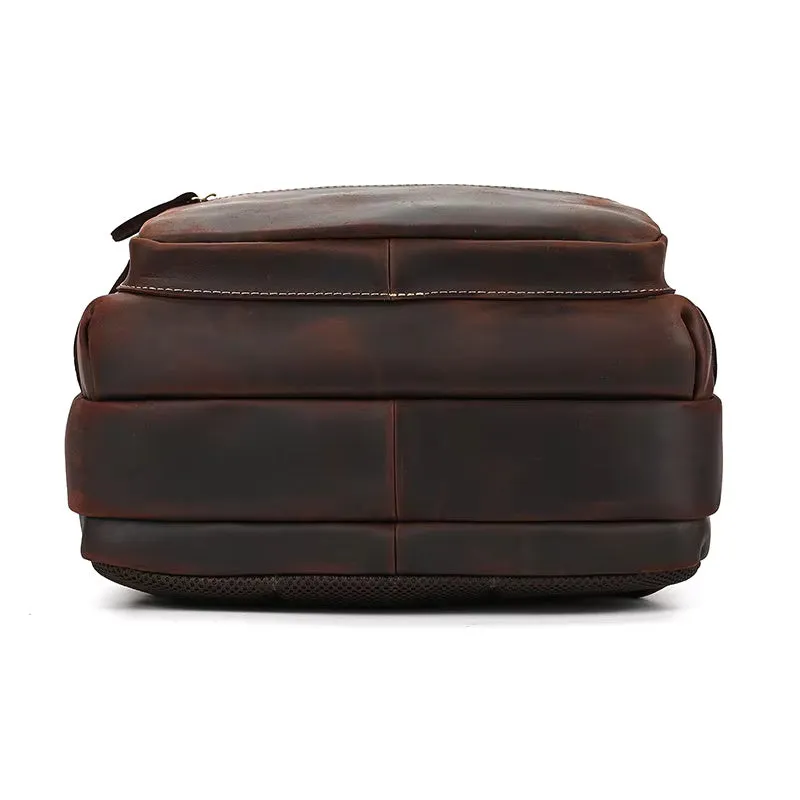 Classic Vintage Leather Cowhide Backpack