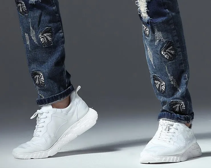 Célèbre marque Fashion Designer Jeans Hommes coupe droite slim Couleur Imprimé Hommes 100% Coton