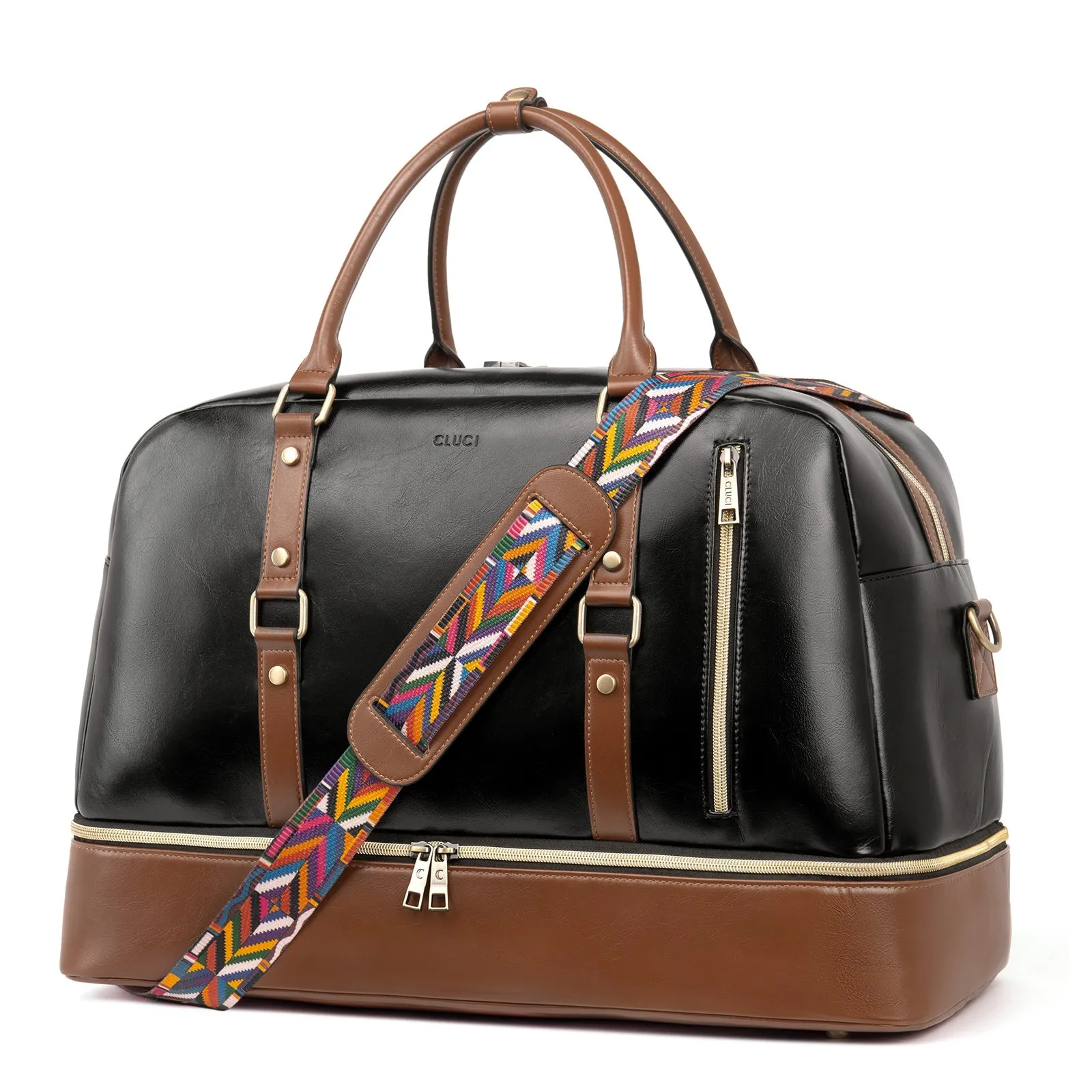 CLUCI Weekender Bag for Women Leather Overnight Carry on Travel Duffel Bags with Shoe Compartment
