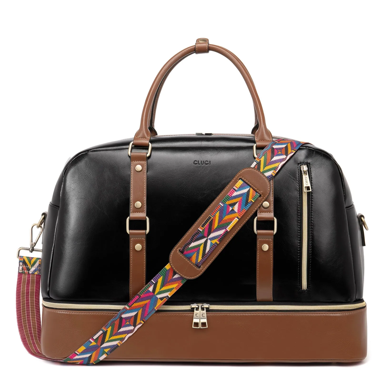 CLUCI Weekender Bag for Women Leather Overnight Carry on Travel Duffel Bags with Shoe Compartment