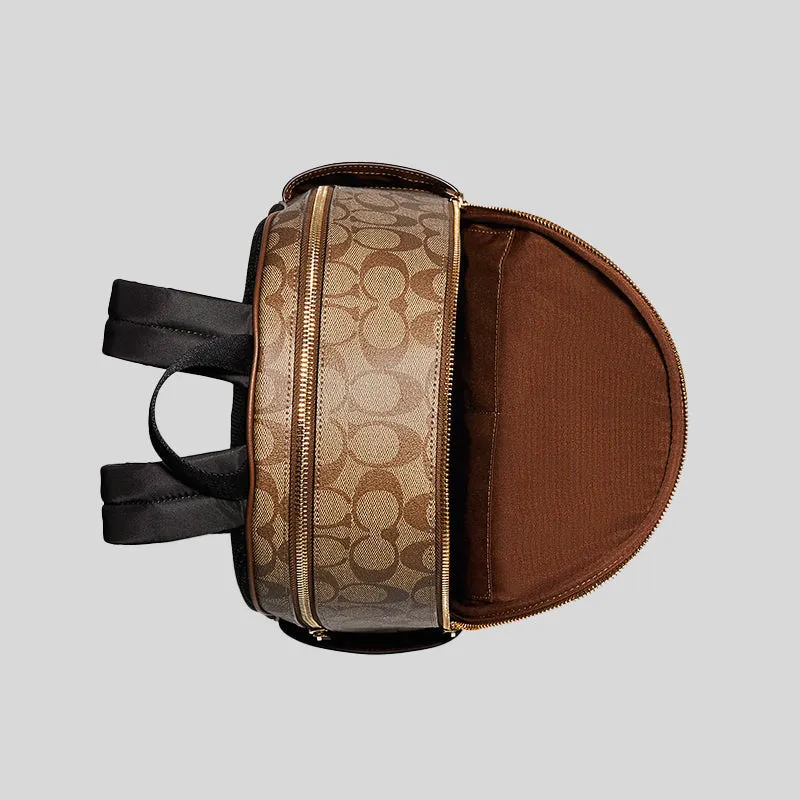 Coach Court Backpack In Signature Canvas Khaki Saddle RS-5671