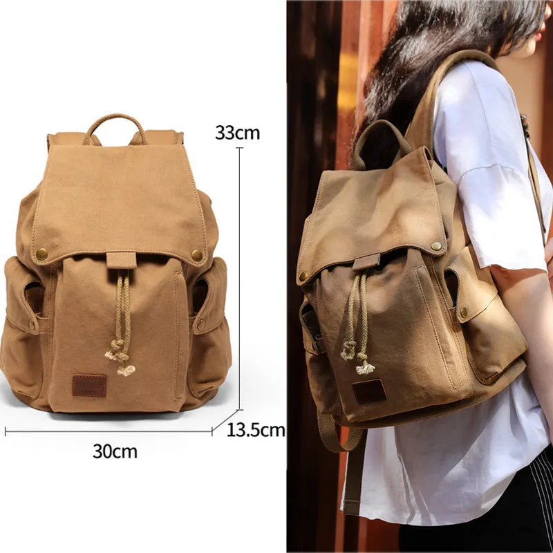 College Canvas Backpack 14inch Drawstring Bookbag