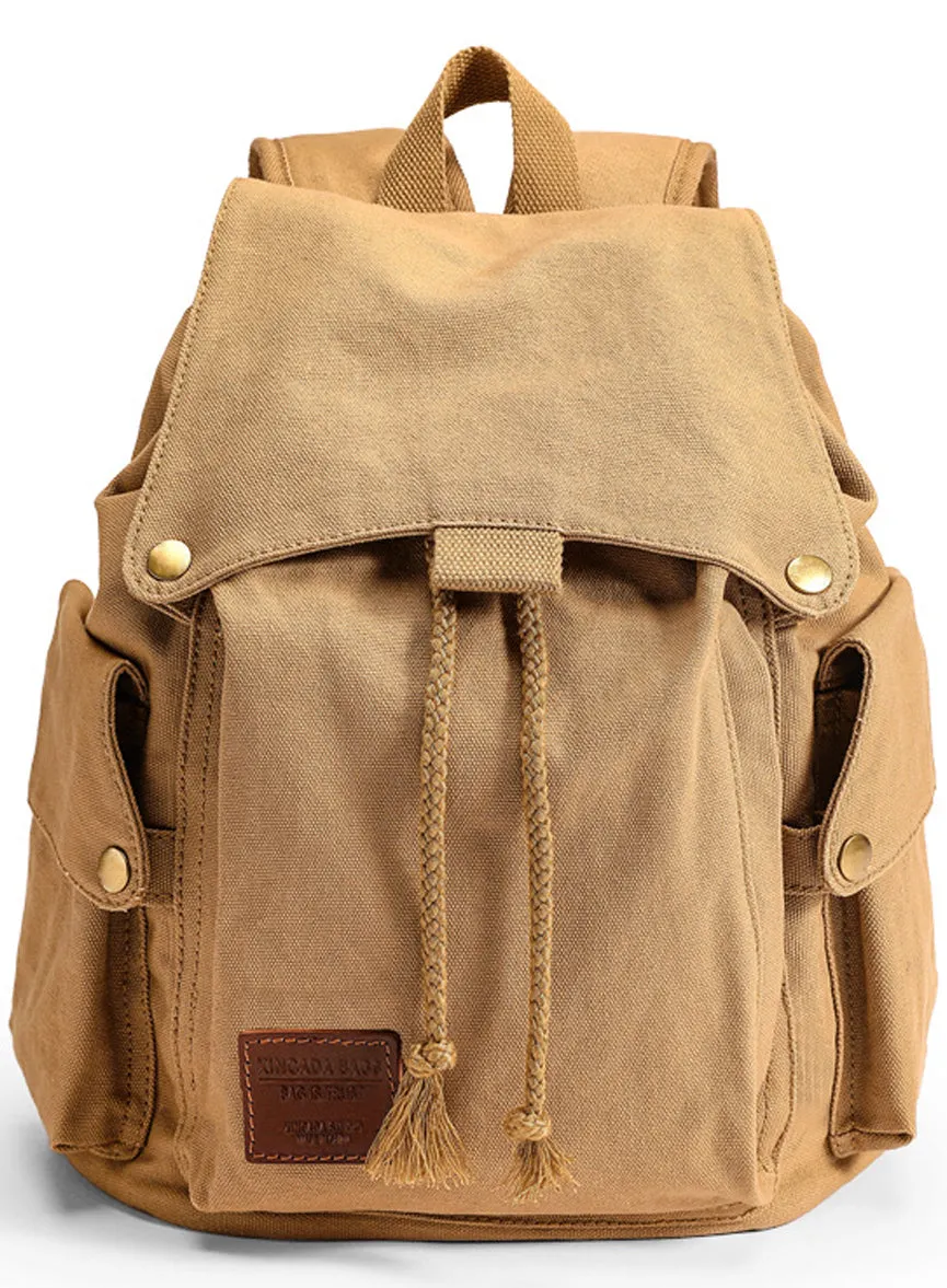 College Canvas Backpack 14inch Drawstring Bookbag