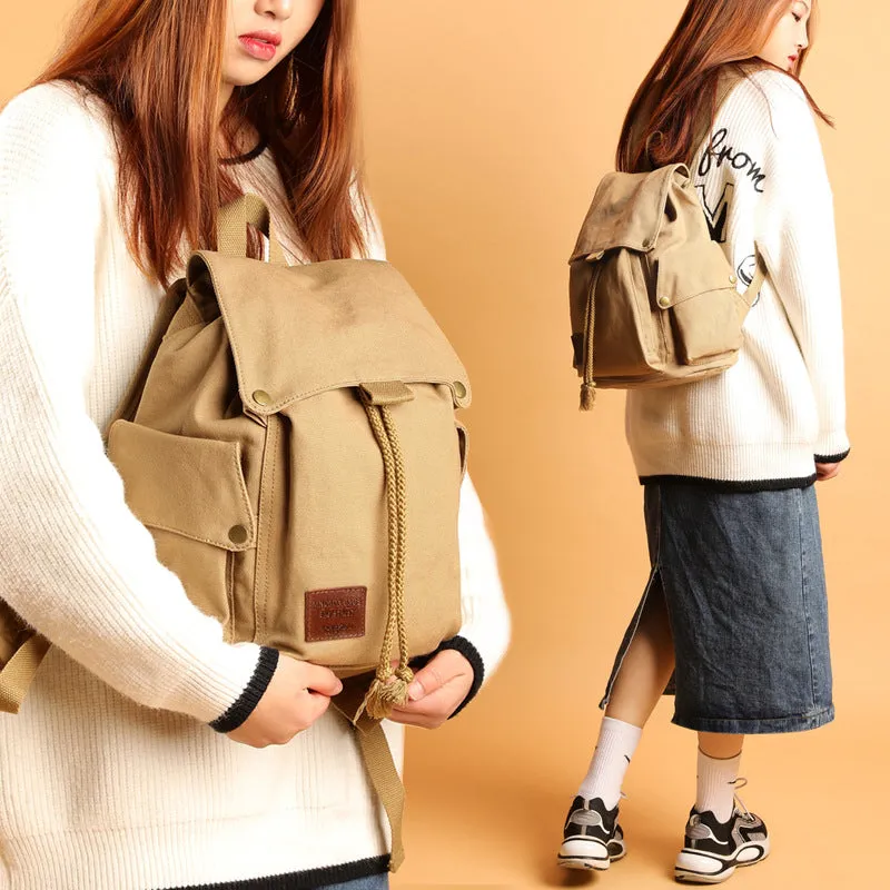College Canvas Backpack 14inch Drawstring Bookbag