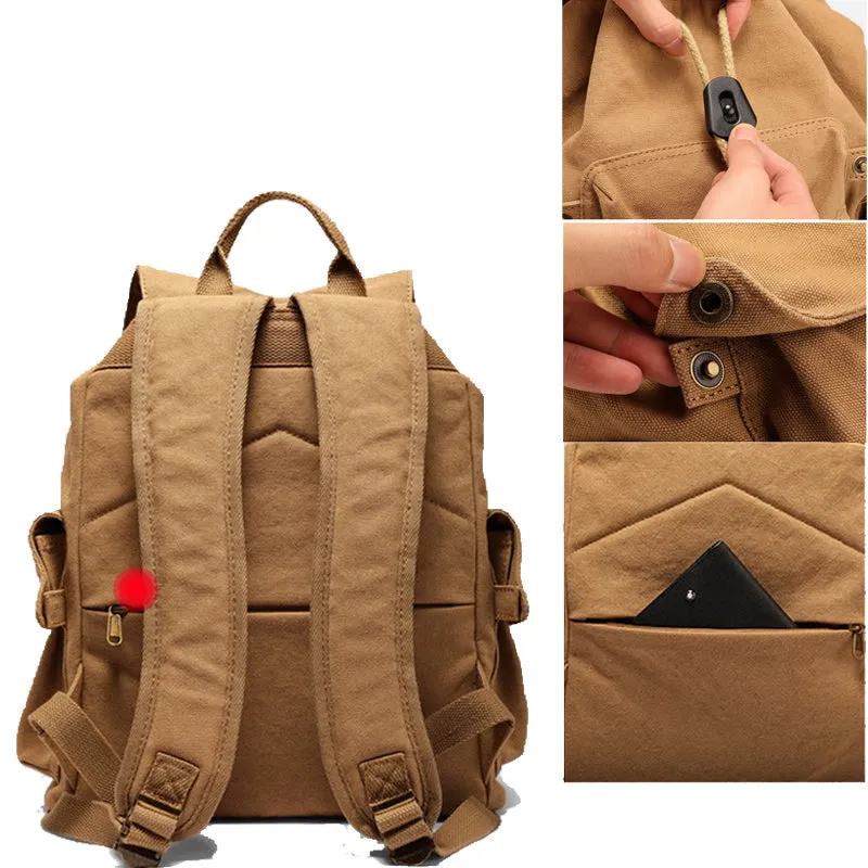 College Canvas Backpack 14inch Drawstring Bookbag