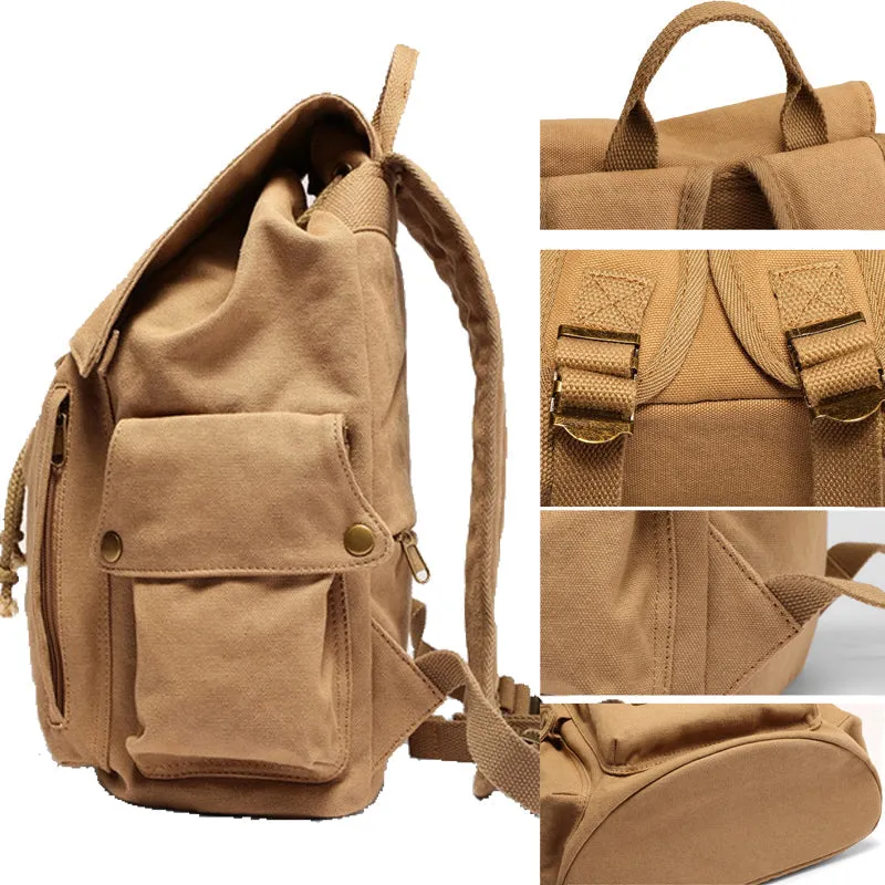 College Canvas Backpack 14inch Drawstring Bookbag