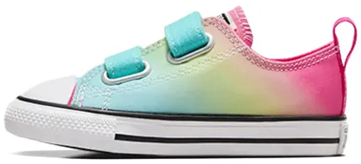 Converse Toddler Chuck Taylor All Star 2V Low Top Easy-On Bright Ombre Triple Cyan/Chaos Fuchsia