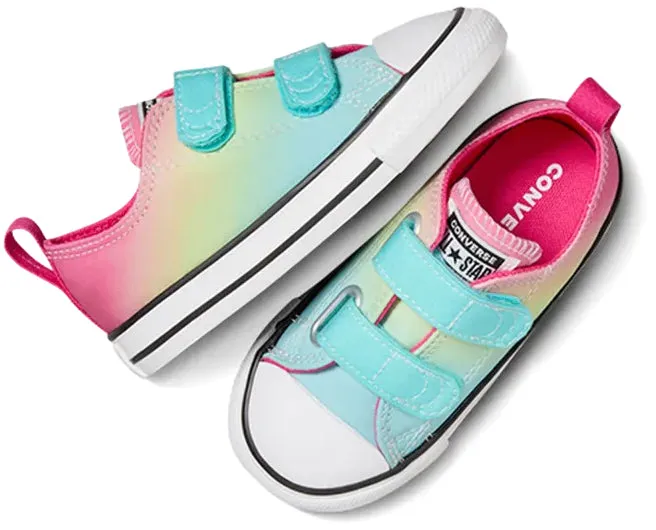 Converse Toddler Chuck Taylor All Star 2V Low Top Easy-On Bright Ombre Triple Cyan/Chaos Fuchsia