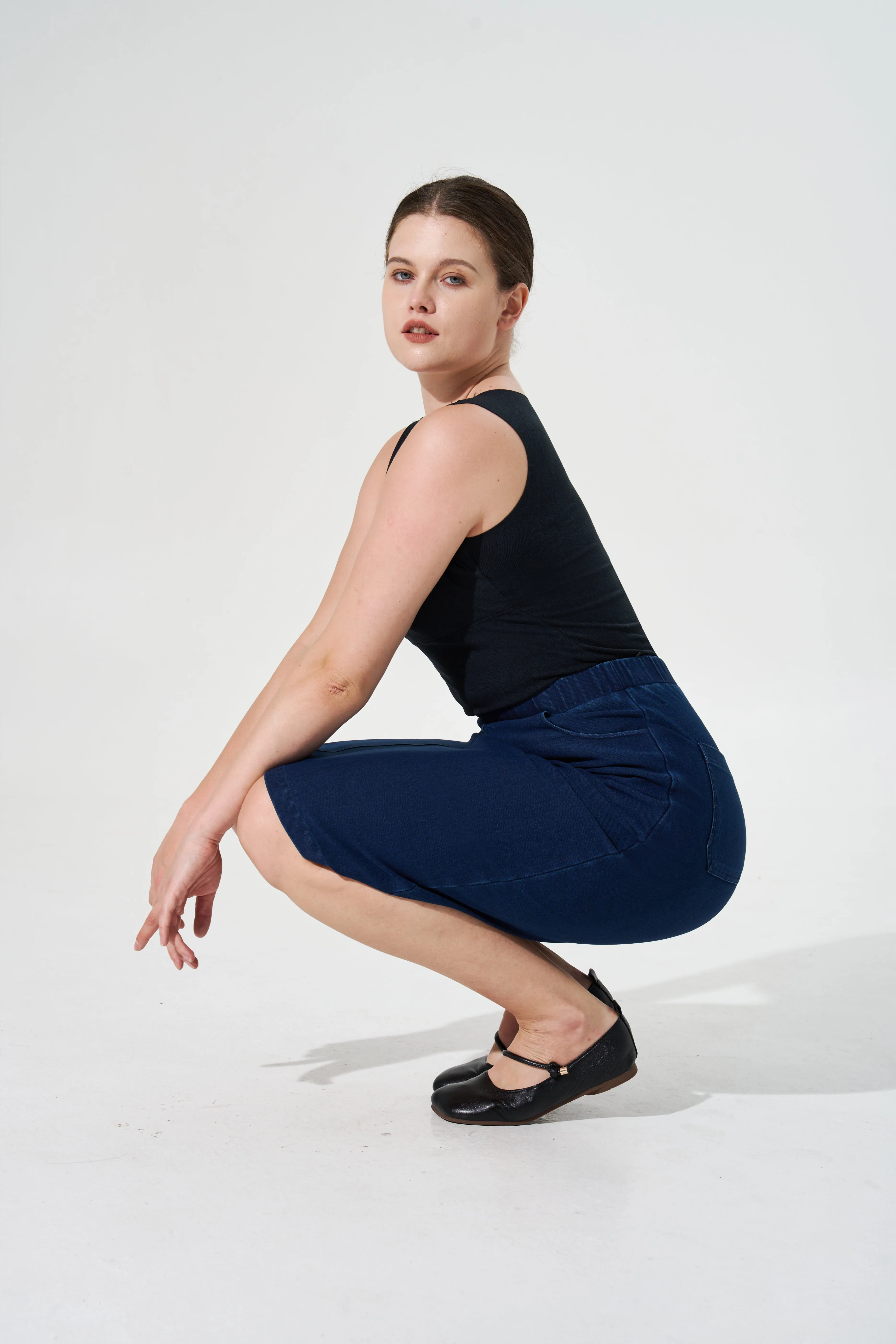 Cooling & Stretchable Denim Skirt With Tummy Control