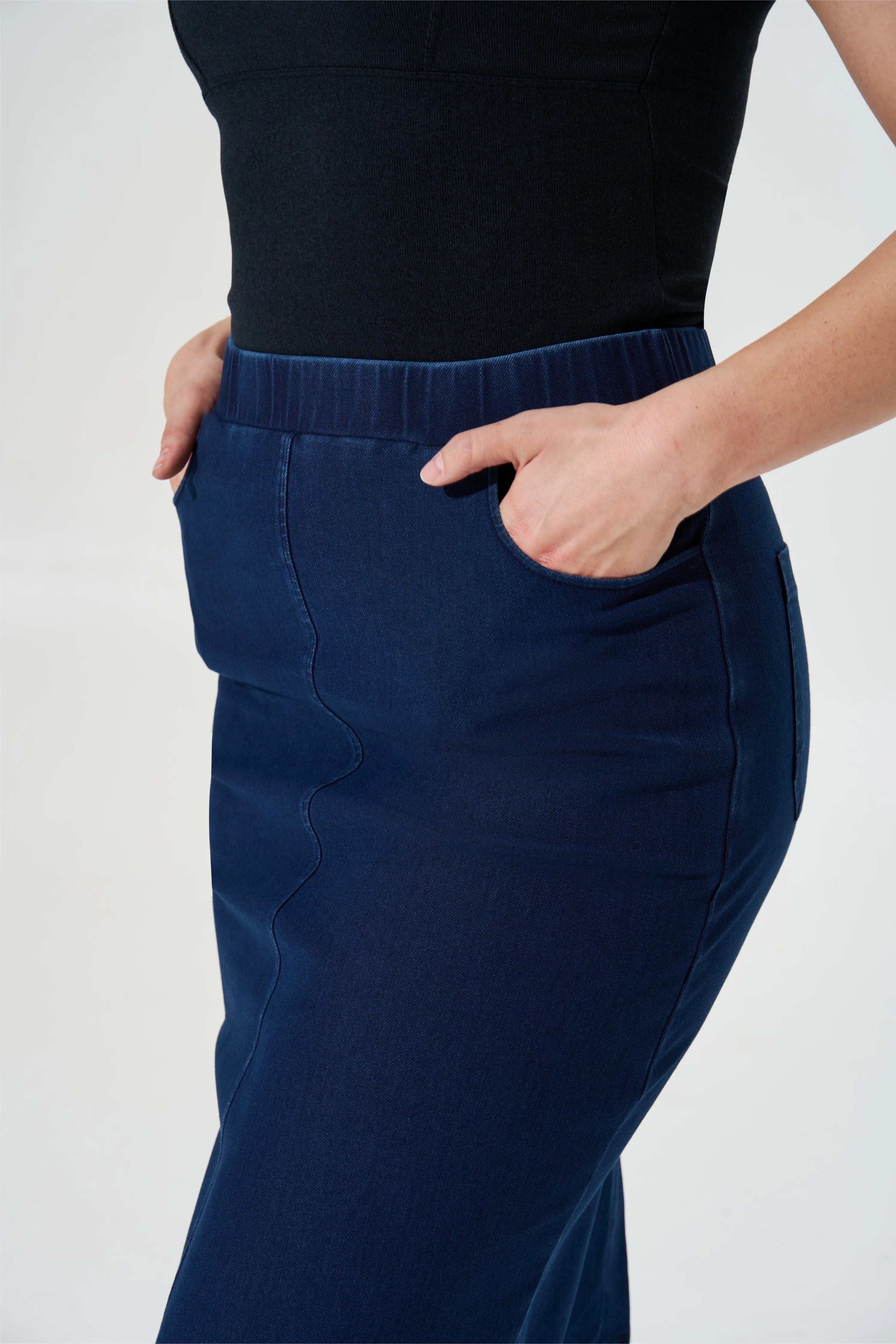 Cooling & Stretchable Denim Skirt With Tummy Control