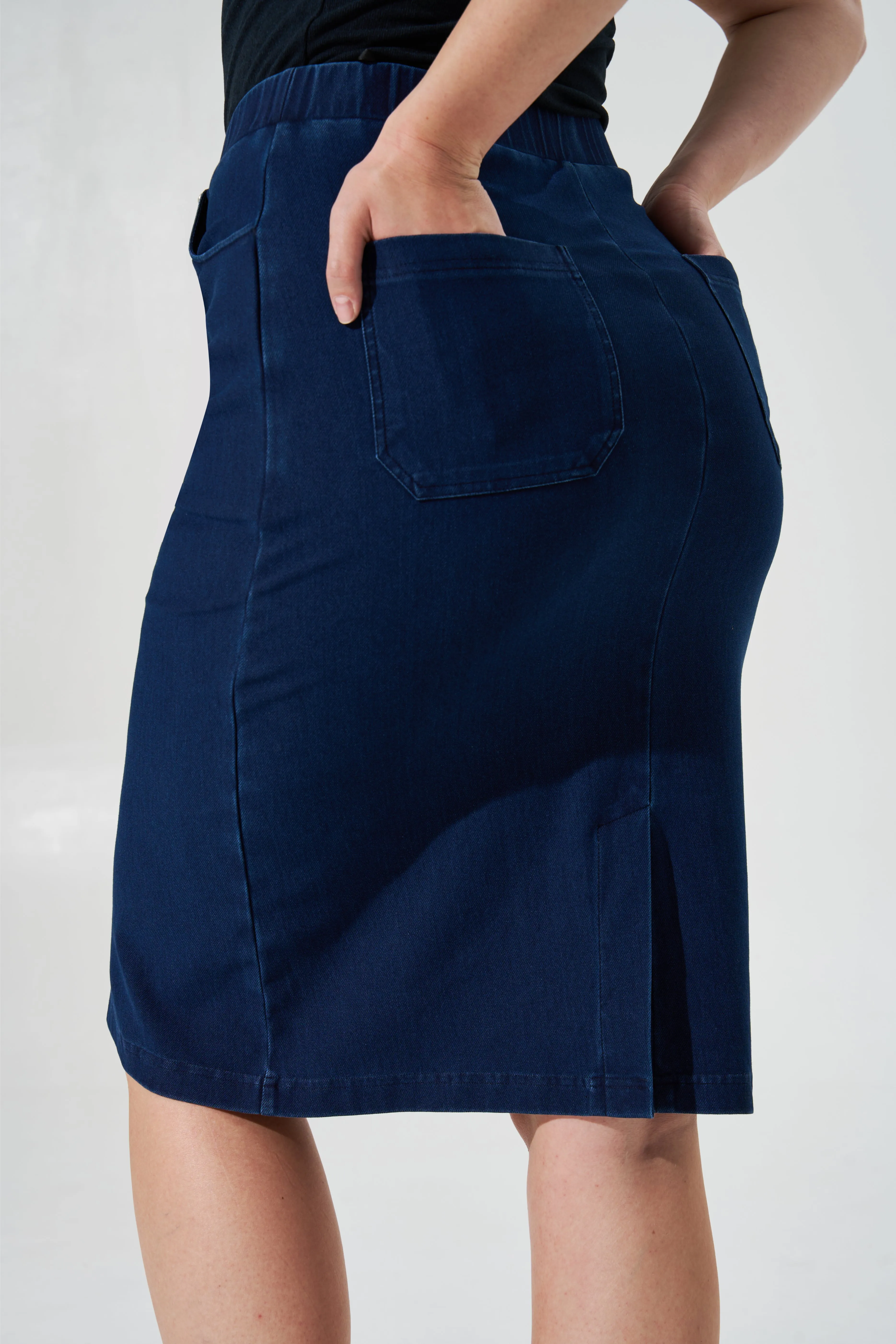 Cooling & Stretchable Denim Skirt With Tummy Control