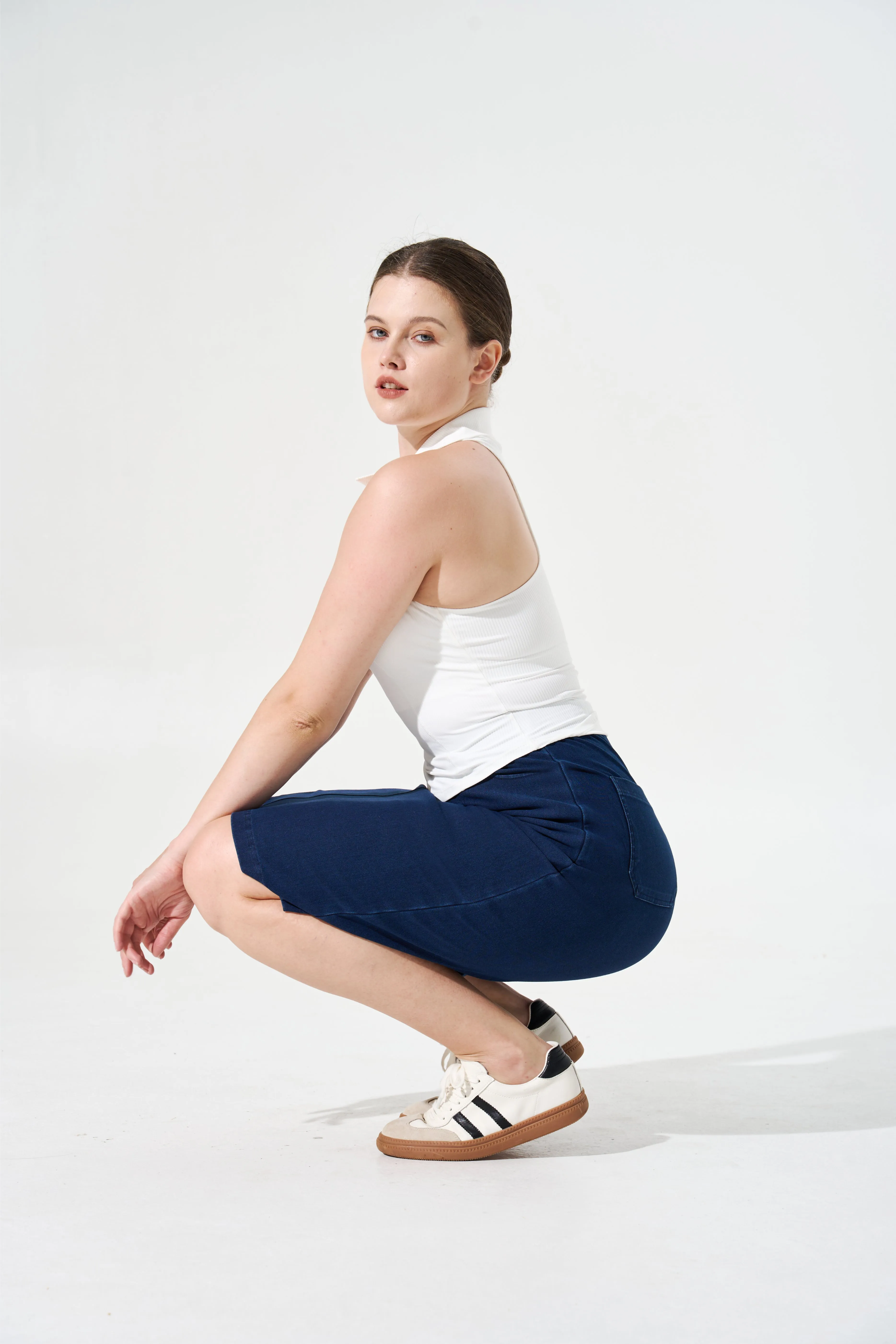 Cooling & Stretchable Denim Skirt With Tummy Control