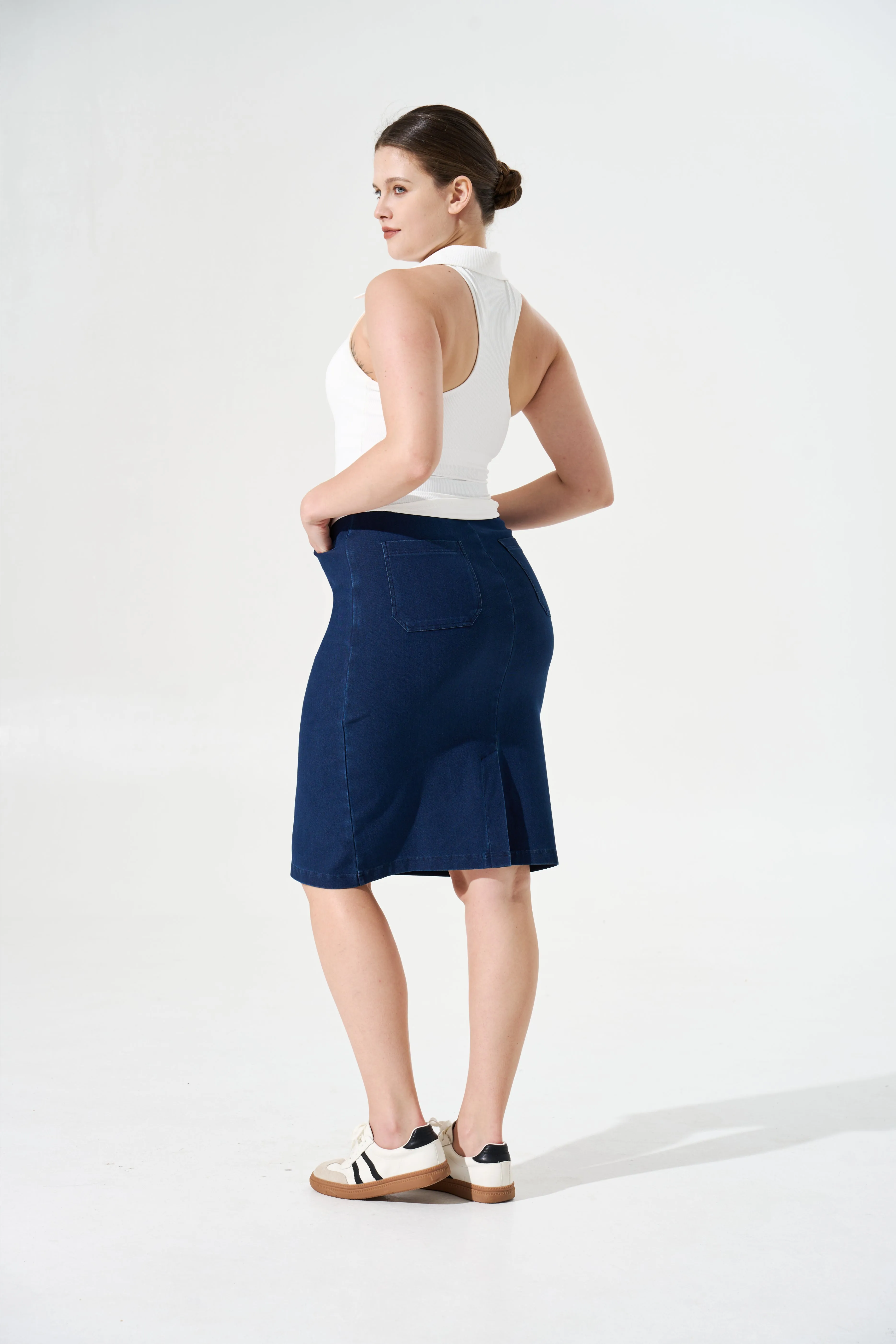 Cooling & Stretchable Denim Skirt With Tummy Control