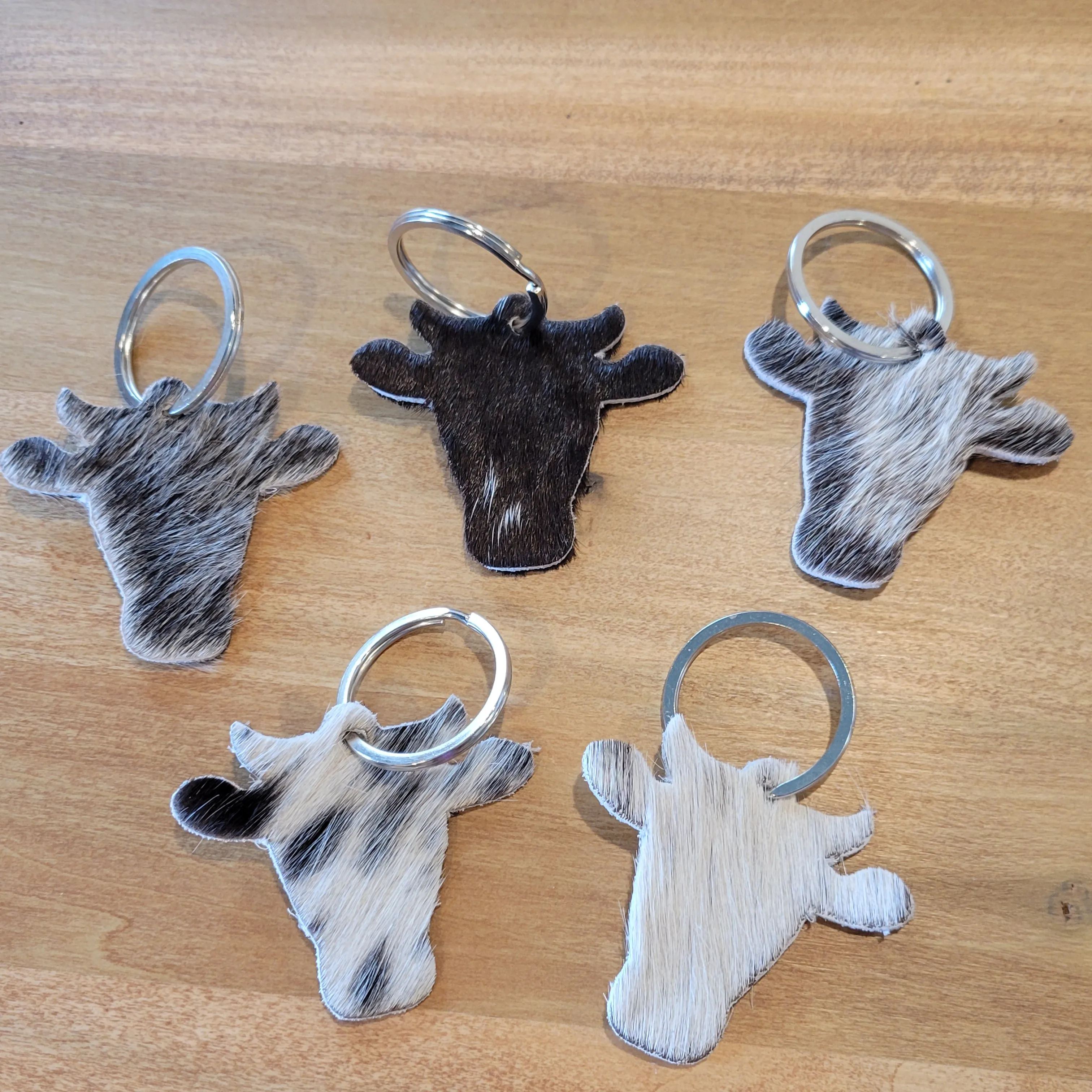 Cowhide Cow Face Keychain